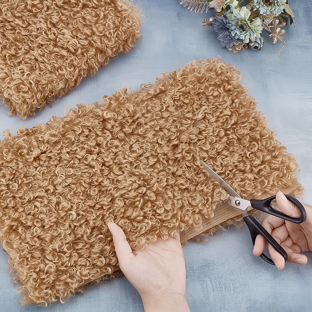 Alternative view of PH PandaHall 2pcs Brown Curly Fabric Plush Fabrics Wool Fuzzy Fabric Sherpa Fleece Fabrics Craft for Sewing Costumes Pillows Rugs Blankets DIY Craft 16.9x14.9 Inch