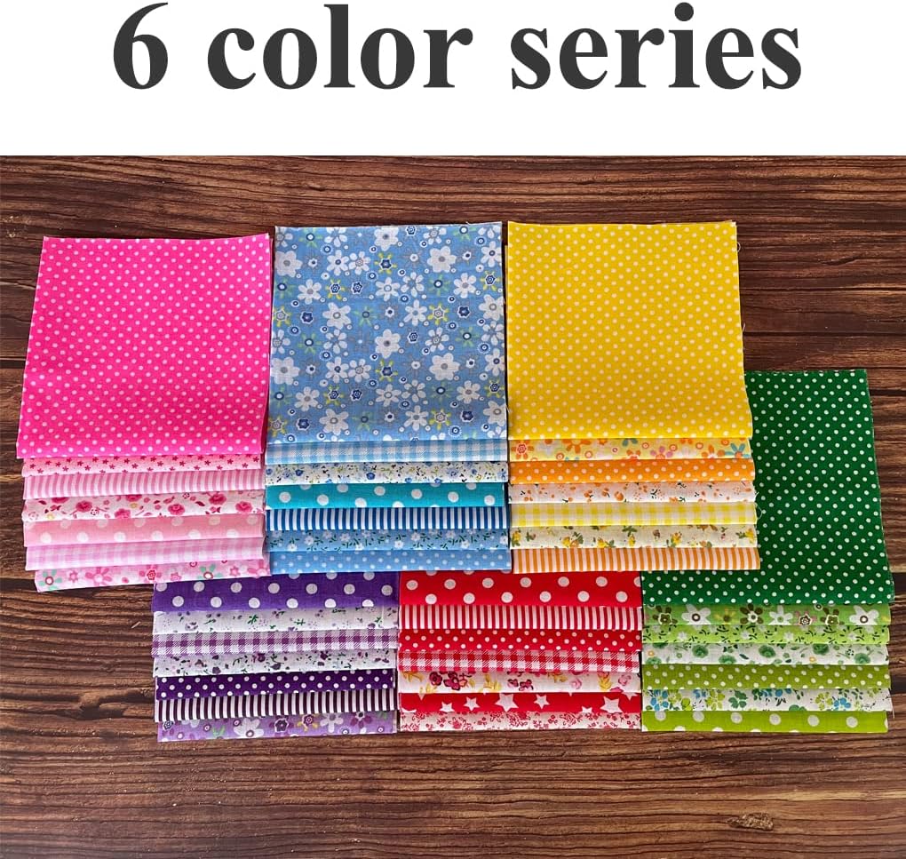 Jukway 42PCS Cotton Fabric Bundles, 10"x10" Cotton Fabric Patchwork Squares Floral Patterns Printed Arts Craft DIY Cloths for Sewing Quilting Decoration, Scrapbooking, Handwork (25x25 cm - 42PCS)