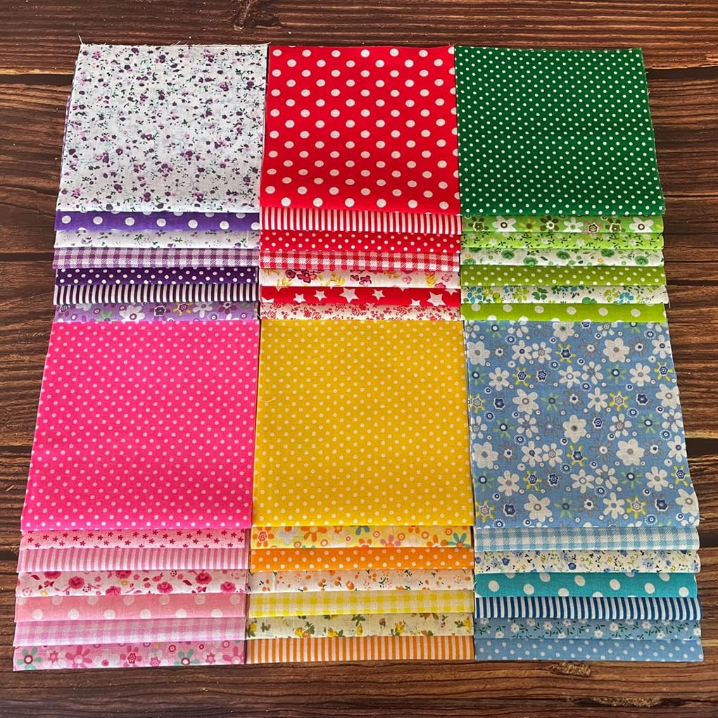 Jukway 42PCS Cotton Fabric Bundles, 10"x10" Cotton Fabric Patchwork Squares Floral Patterns Printed Arts Craft DIY Cloths for Sewing Quilting Decoration, Scrapbooking, Handwork (25x25 cm - 42PCS) - Image 3