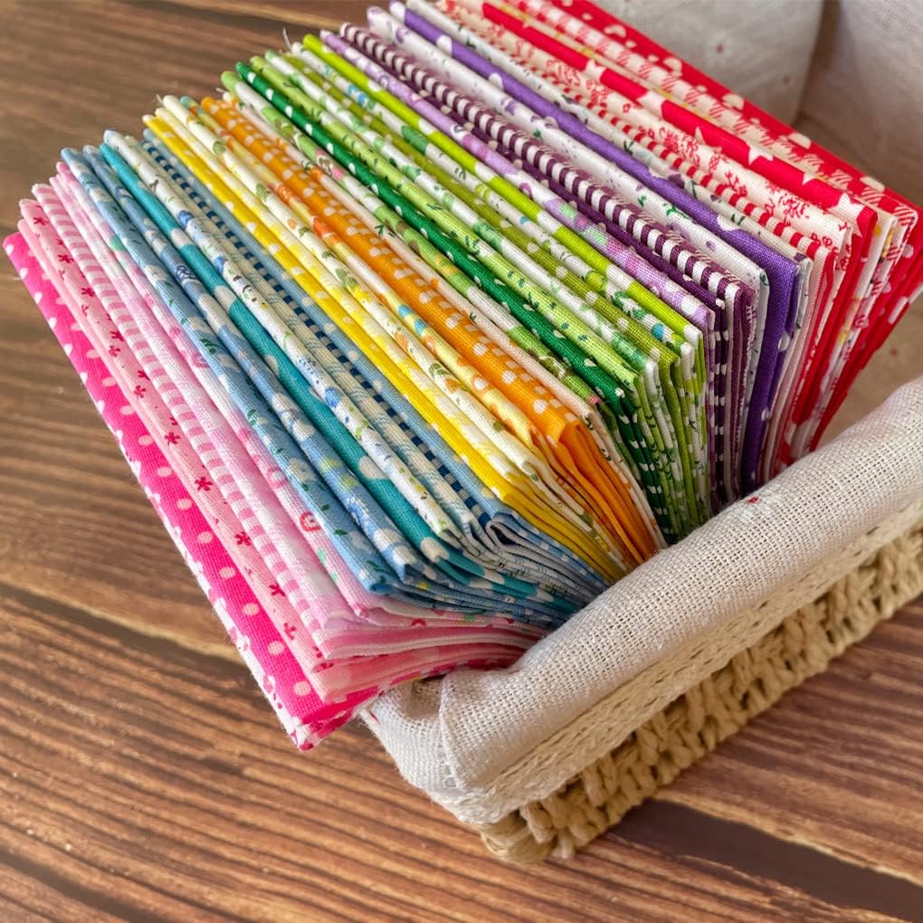 Jukway 42PCS Cotton Fabric Bundles, 10"x10" Cotton Fabric Patchwork Squares Floral Patterns Printed Arts Craft DIY Cloths for Sewing Quilting Decoration, Scrapbooking, Handwork (25x25 cm - 42PCS) - Image 4