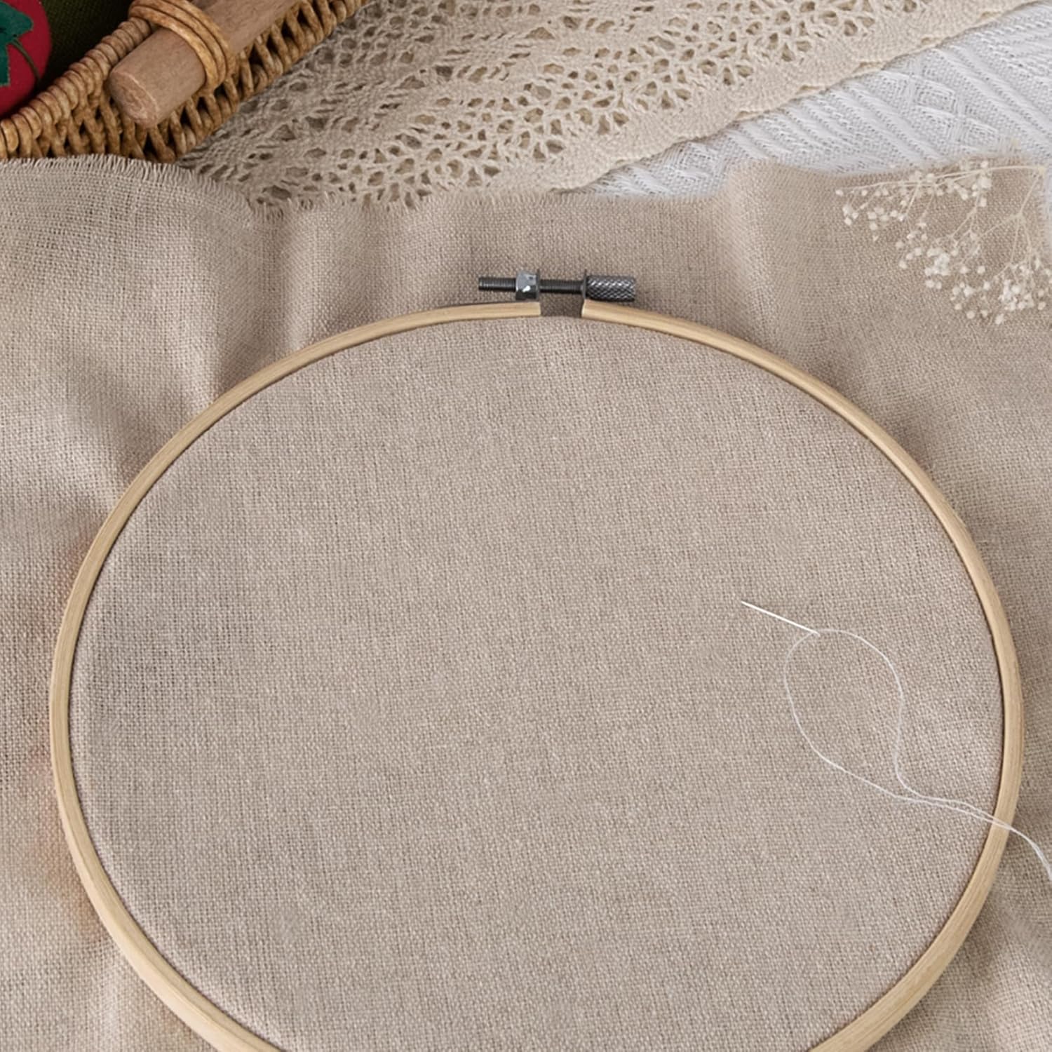 Muslin Linen Fabric Embroidery Linen Cloth Needlework Fabric Garments Crafts Accessories Backing Material Quilting Sewing Draping 21 by 62-Inch - Image 3