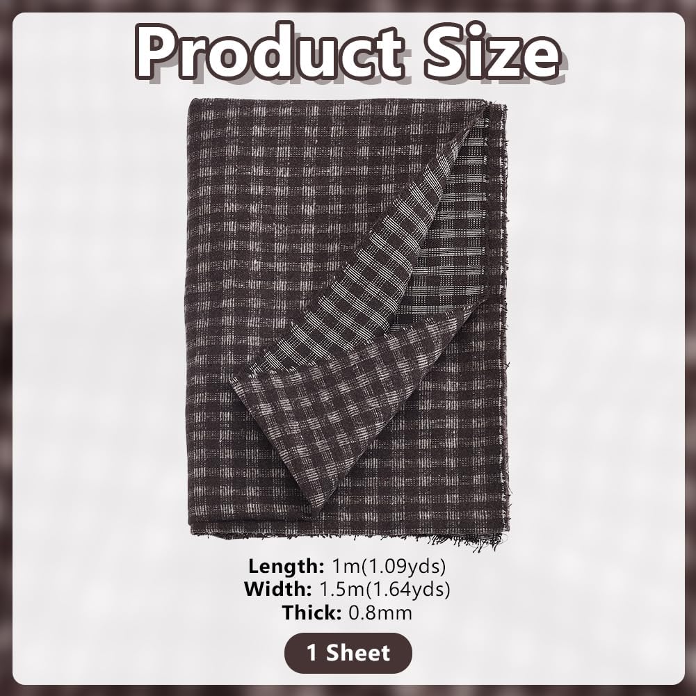AHANDMAKER Coconut Brown Tweed Fabric, 59x39 Inches Fiber and Wool Plaid Woven Fabrics Tartan Tweed Fabric for DIY Crafts Sewing Dress Handbag Coat Costume Clothing Accessories Upholstery Decor