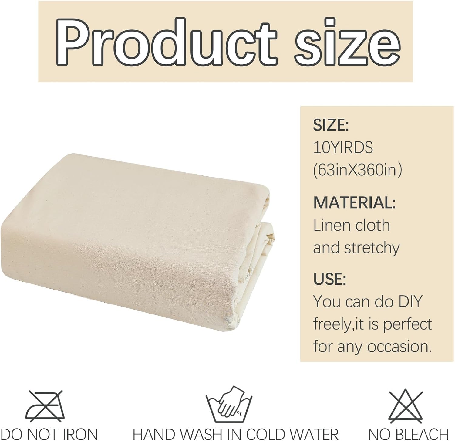 10 Yards 100% Cotton Muslin Fabric Natural Unbleached Linen Fabric by The Yard 63 inch x 10 Yards Unbleached Muslin Linen Fabric Material for Sewing Material Apparel Cloth