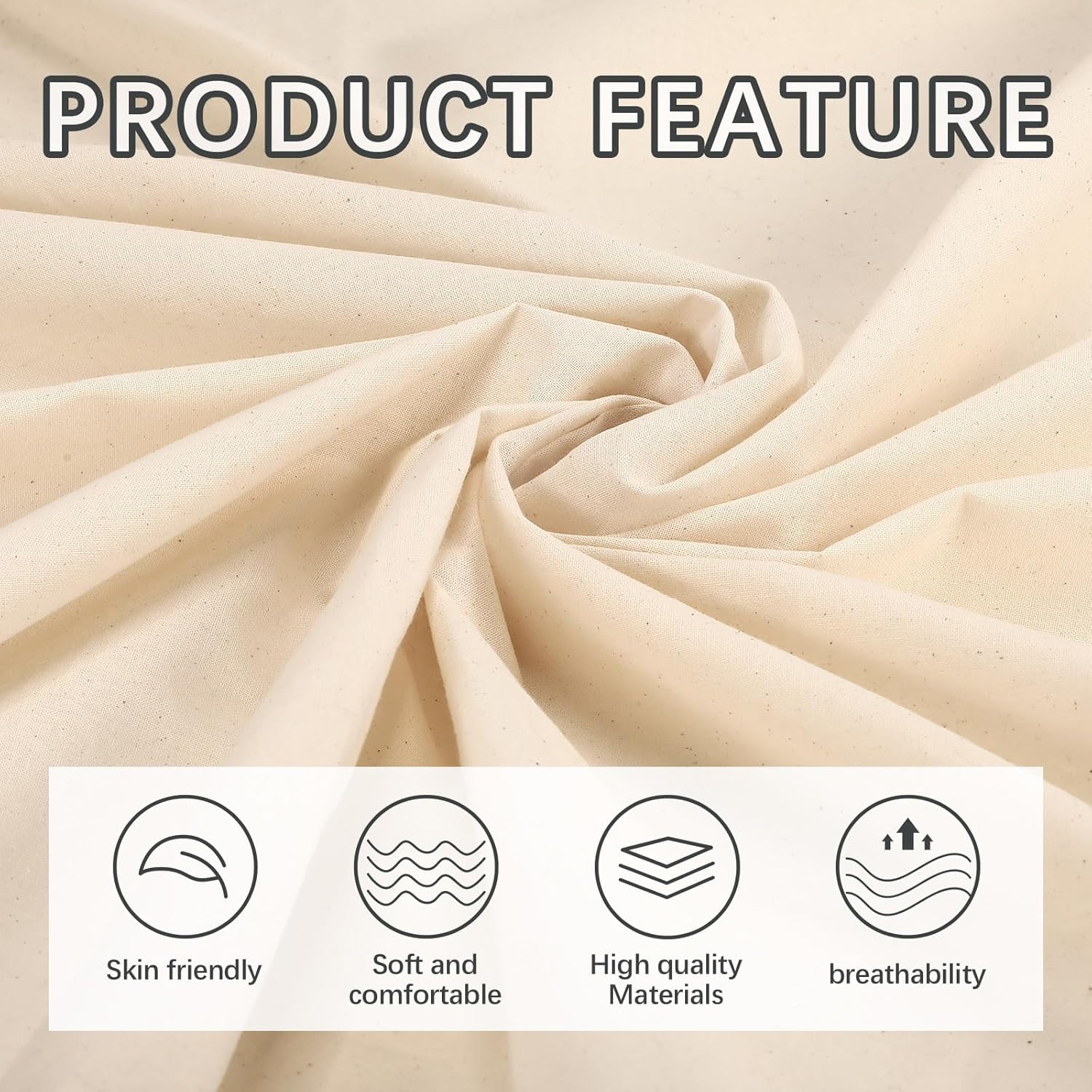 Alternative view of 10 Yards 100% Cotton Muslin Fabric Natural Unbleached Linen Fabric by The Yard 63 inch x 10 Yards Unbleached Muslin Linen Fabric Material for Sewing Material Apparel Cloth