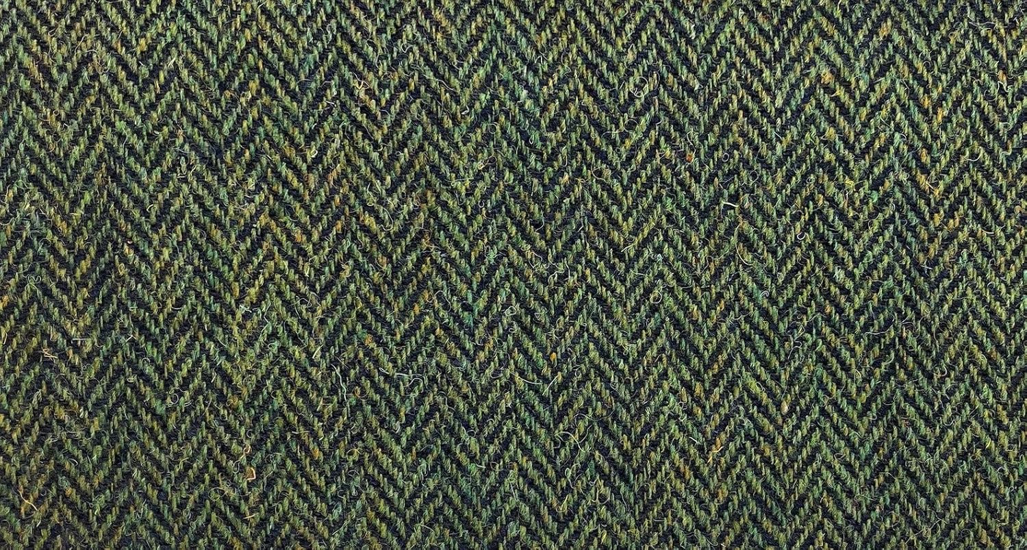Alternative view of Scott and MacKenzie Traditional Harris Tweed Green and Navy Herringbone Pure Wool Woven Fabric with Authenticity Labels (Green and Navy, 100 x 75cm)