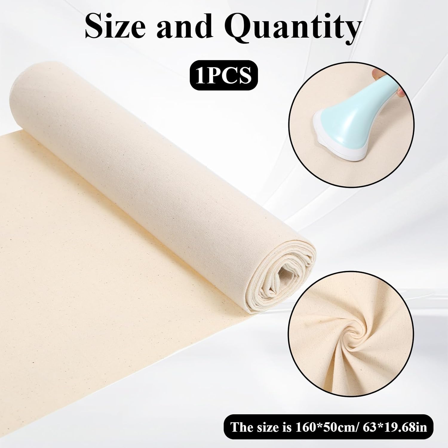 100% Cotton Muslin Fabric, 63x19 Inch Linen Fabric Unbleached Muslin Linen Fabrics Natural Color CottonFabric Medium Weight Draping Fabrics for Sewing Clothing Handicraft Production