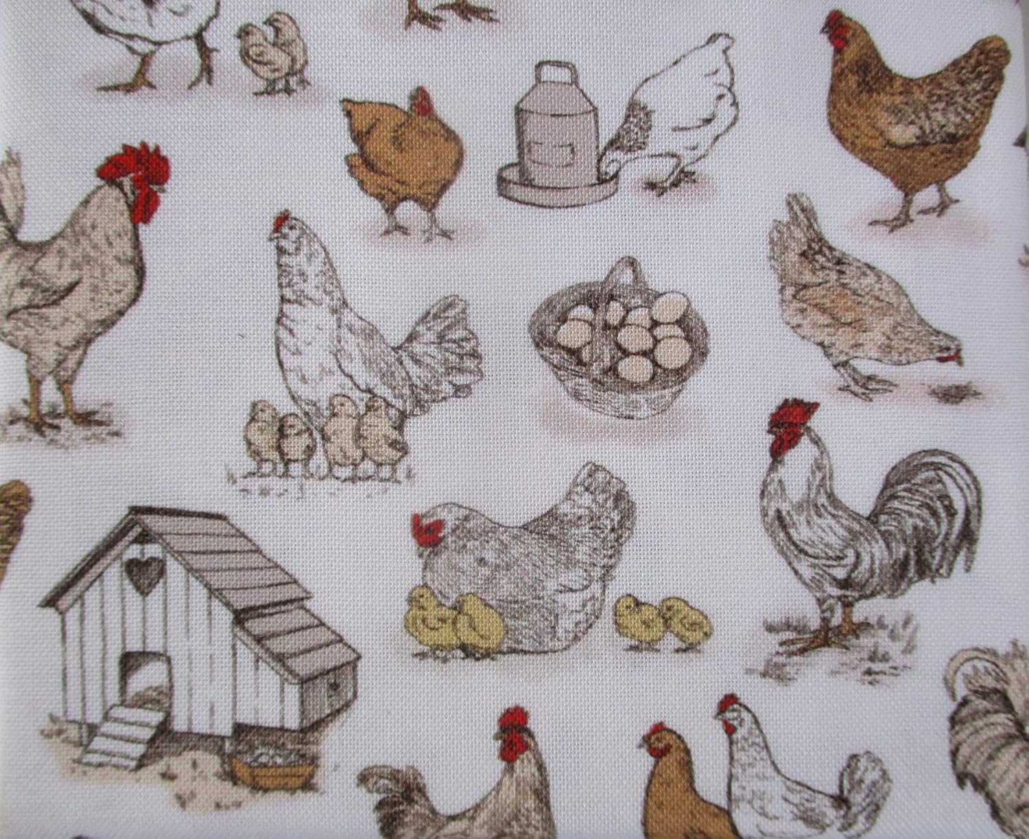 Alternative view of Fat Quarter 100% Cotton for Sewing Crafts - 18 x 21 Inches (Country Farmhouse Chickens)