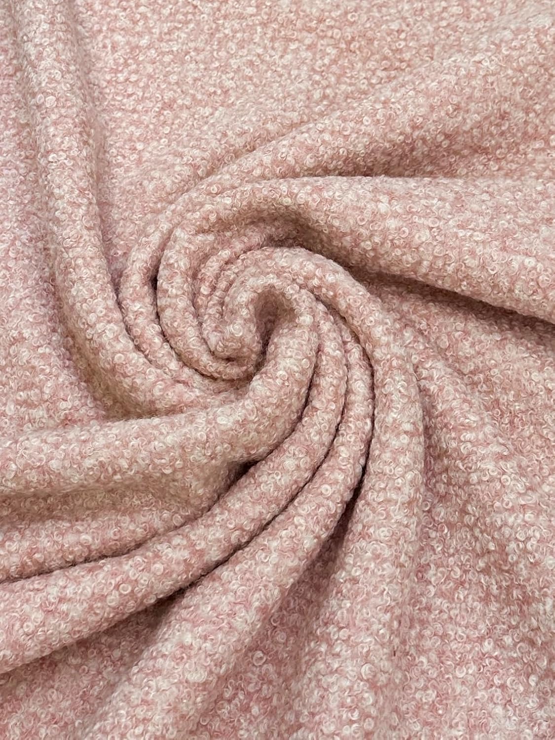 Luxurious Lamb Faux Wool Fabric: Plush Lambswool Texture with Two-Way Stretch - 3mm Thickness - 58/60" Width - Perfect for Cozy Creations - 1 Yard (Blush Pink)