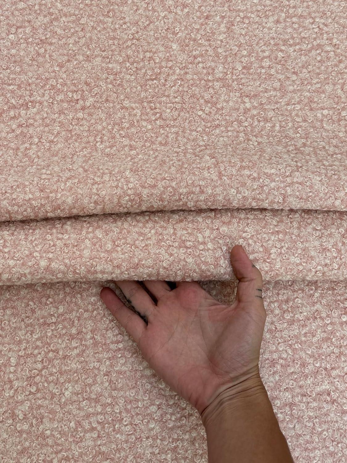 Luxurious Lamb Faux Wool Fabric: Plush Lambswool Texture with Two-Way Stretch - 3mm Thickness - 58/60" Width - Perfect for Cozy Creations - 1 Yard (Blush Pink) - Image 3