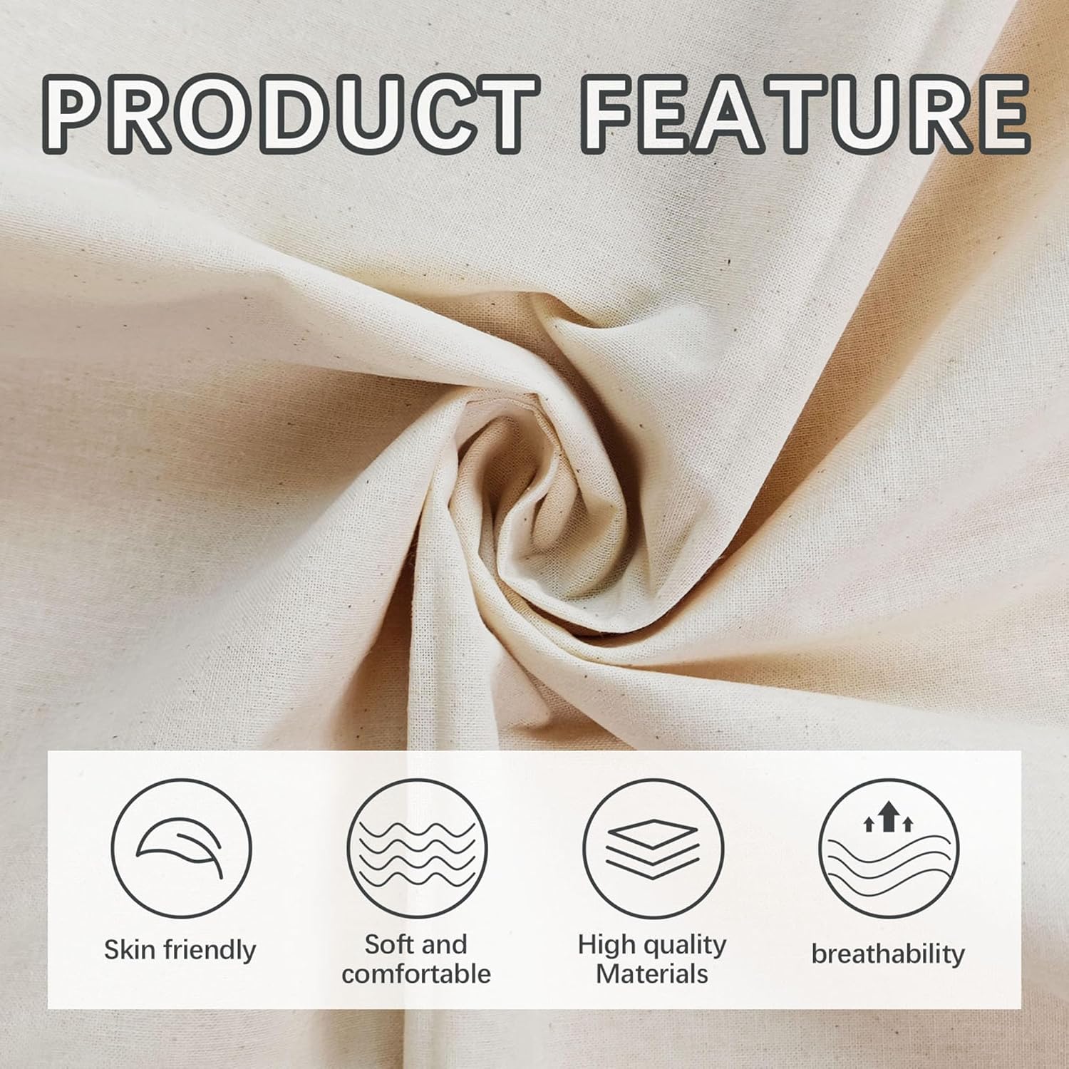 Alternative view of 2.5 Yards 100% Cotton Muslin Fabric Natural Unbleached Linen Fabric by The Yard 63 inch x 2.5 Yards Unbleached Muslin Linen Fabric Material for Sewing Material Apparel Cloth