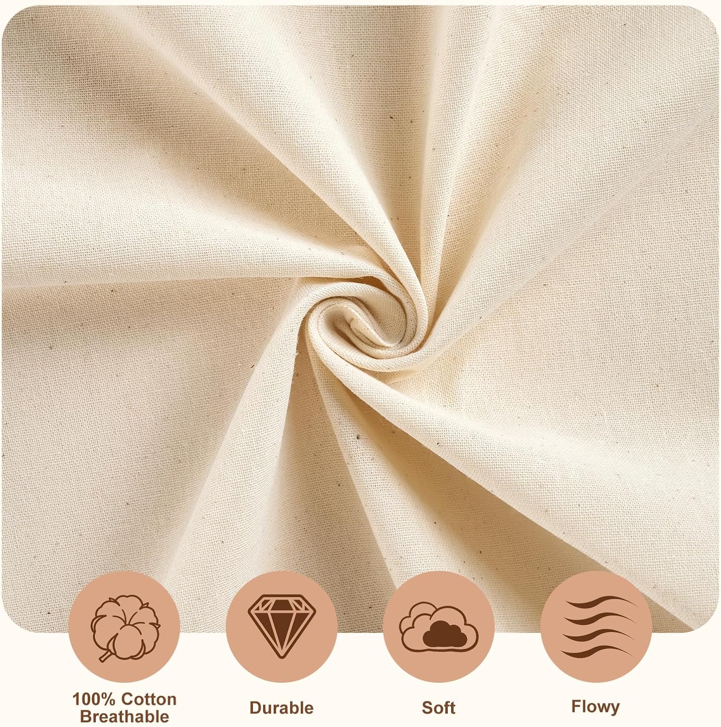 Alternative view of 100% Cotton Muslin Fabric, 63 Inch X 2 Yards (72 Inches) Unbleached Muslin Linen Fabric by The Yard, Premium Medium Weight Muslin Cloth Fabric for Sewing, Embroidery, Crafts, & Apparel Projects