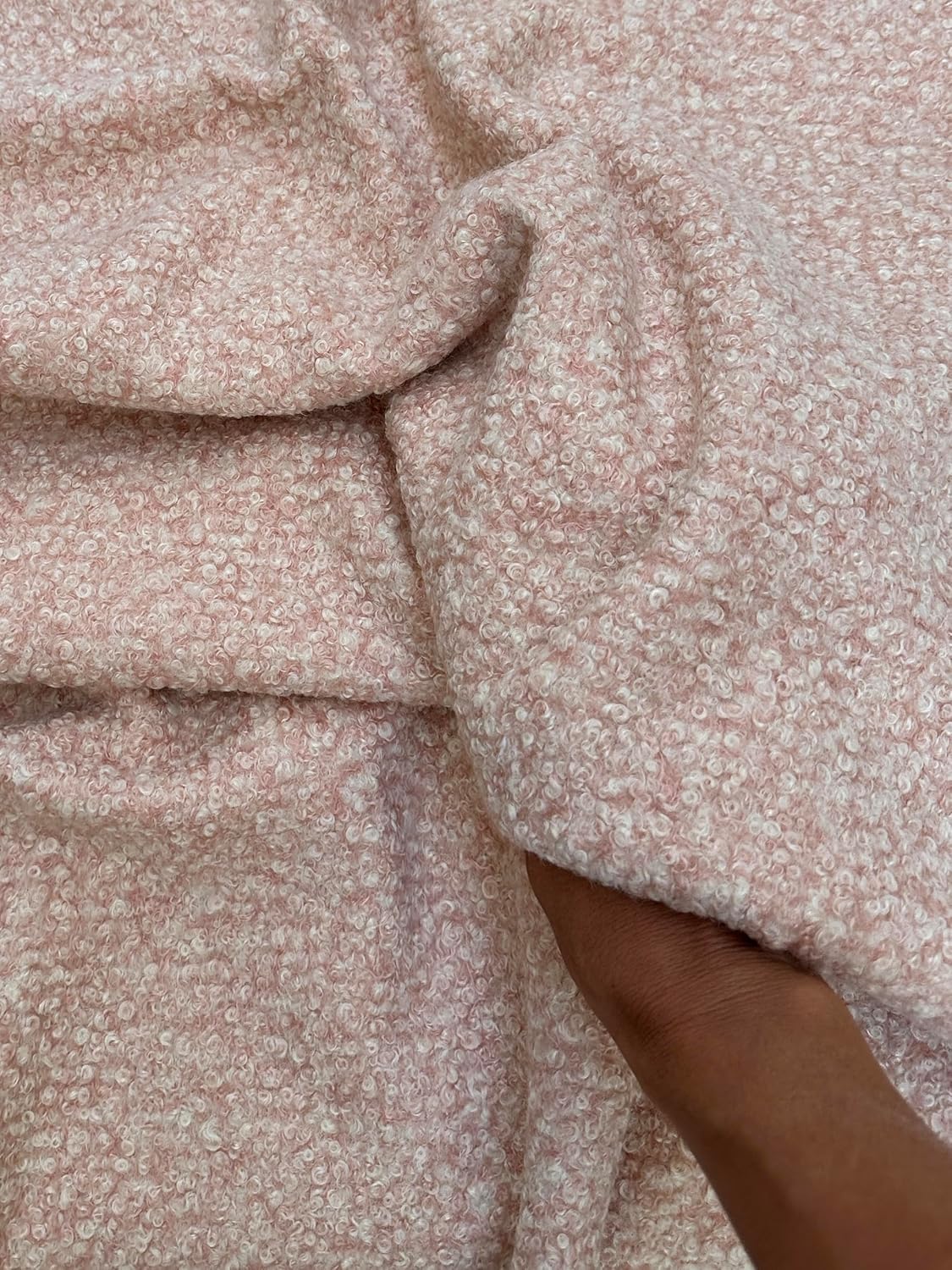 Luxurious Lamb Faux Wool Fabric: Plush Lambswool Texture with Two-Way Stretch - 3mm Thickness - 58/60" Width - Perfect for Cozy Creations - 1 Yard (Blush Pink) - Image 6