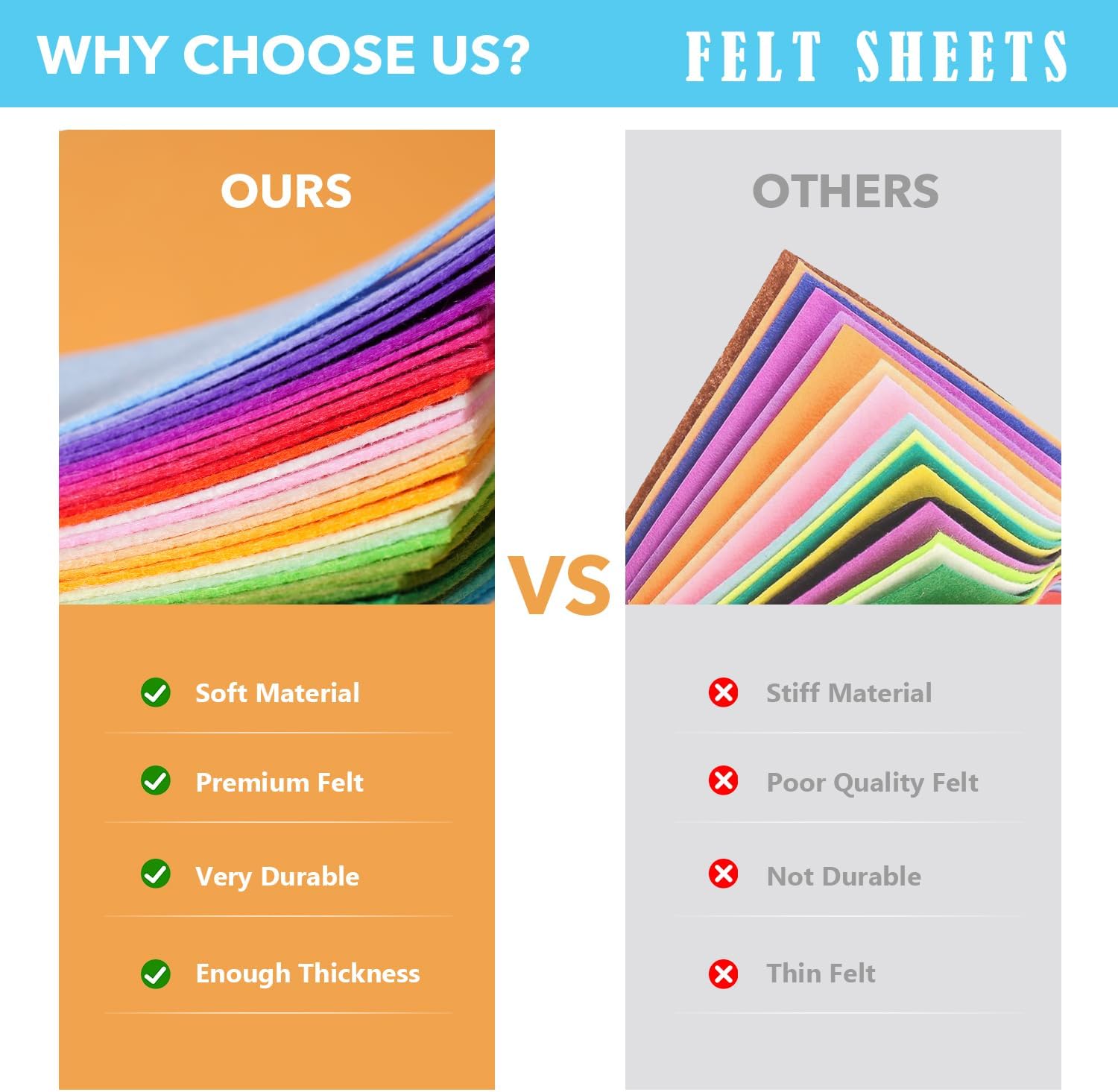 Alternative view of Loyisal 40PCS Felt Fabric Sheets Craft - 4"x 4" Assorted Colors - 1mm Thick Square Nonwoven Felt Fabric for Crafts DIY