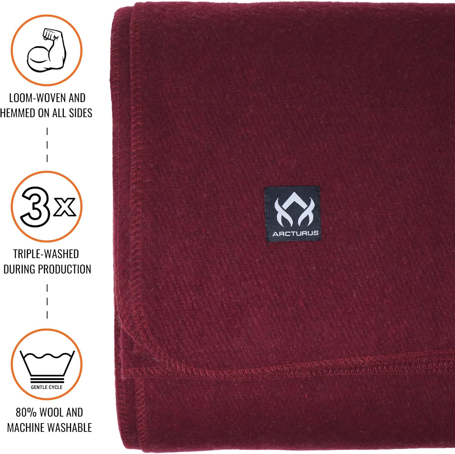 Arcturus Military Wool Blanket - Warm, Thick, Washable - Great for Outdoors, Camping, Stadium Blanket, Picnics, Travel - Car & Bushcraft Survival Kits