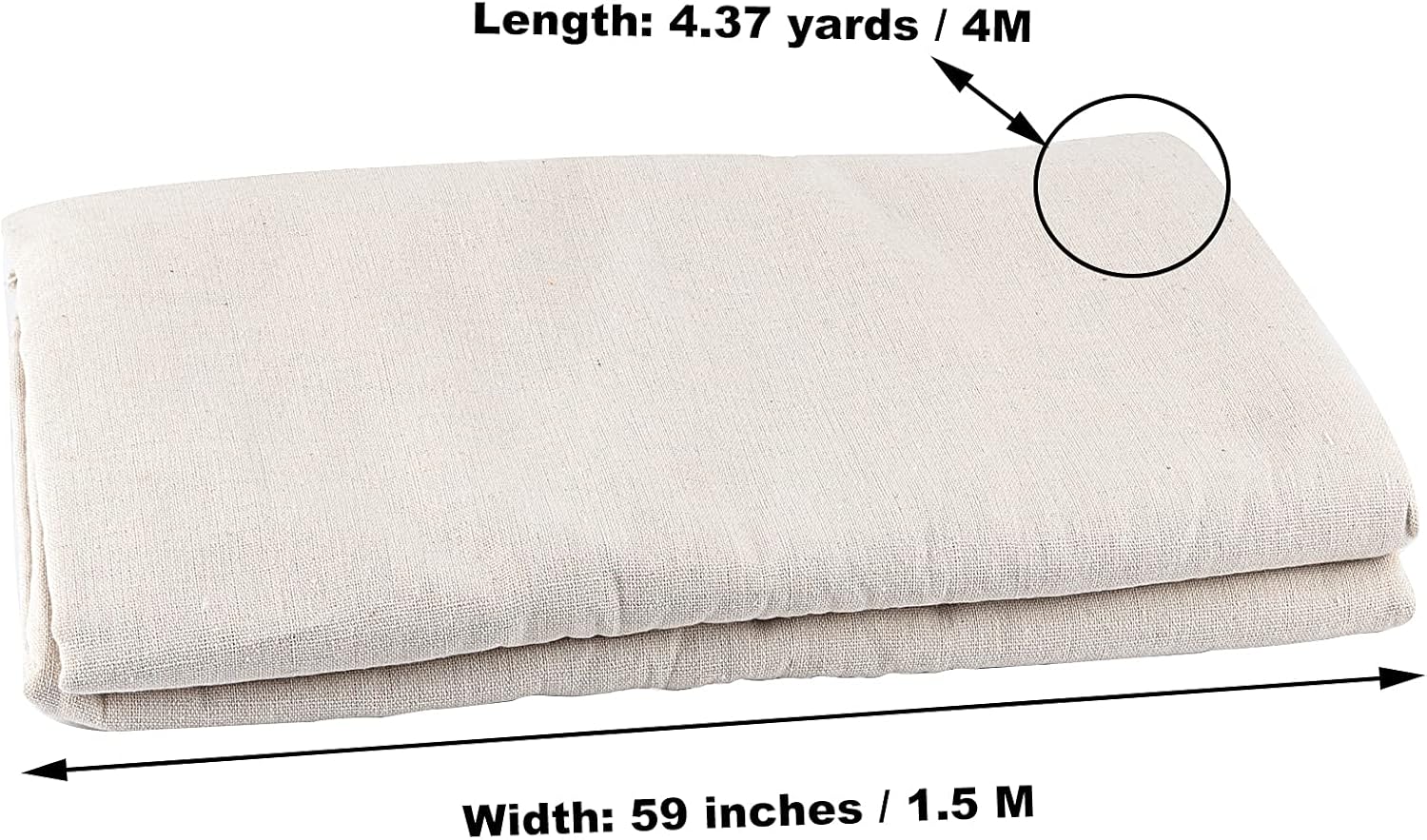 SHEUTSAN 60 Inch Wide by 4 Yard Long Natural Linen Needlework Fabric, Extra Large Plain Solid Color Linen Fabric Cloth by The Yard, for Garments, Crafts Making, Handmade Tablecloth, Home Decorations