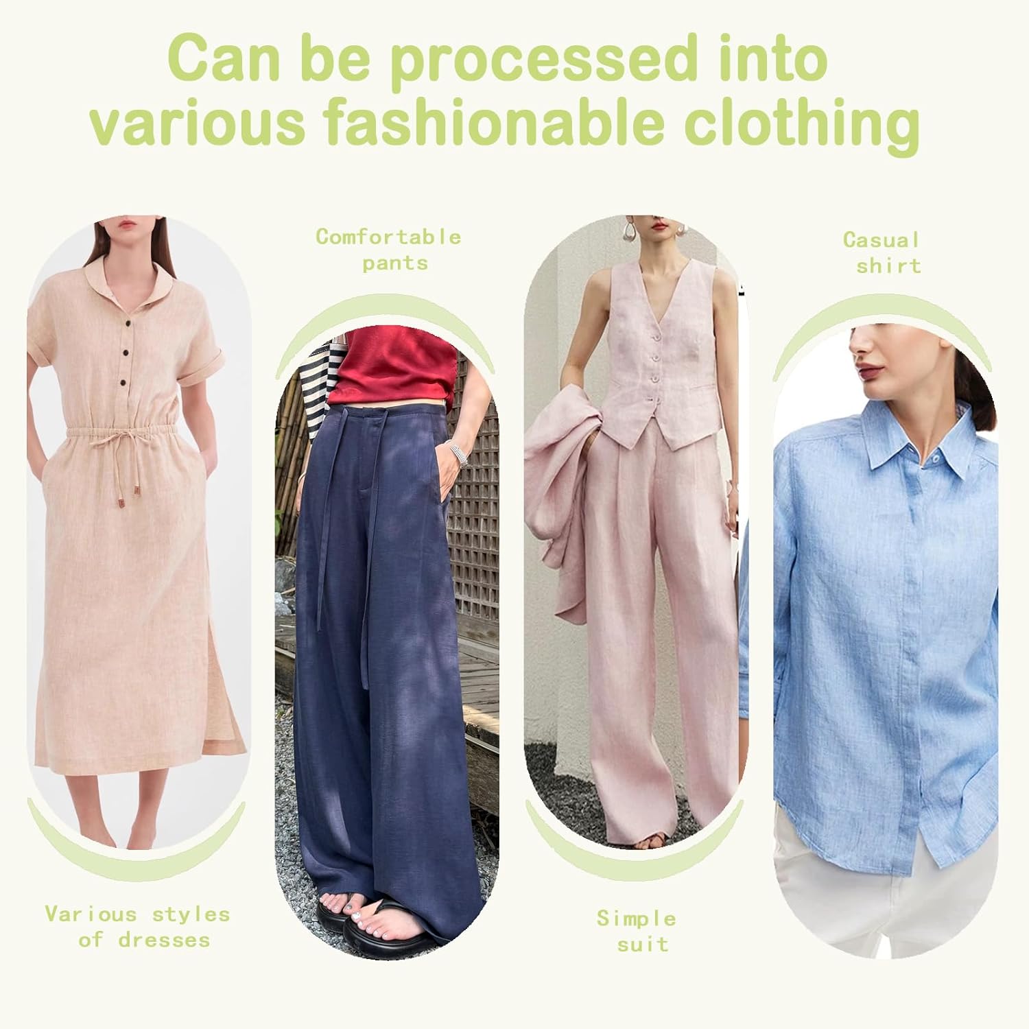 Alternative view of Fabrimuse 57" Soft Viscose Nylon Linen Fabric by The Yard - Natural Slub Fabric for Clothing, 155 GSM - Ideas for Spring Summer Fashion, Home Decor & Craft Sewing Fabric (1# Cream White, 1 Yard)