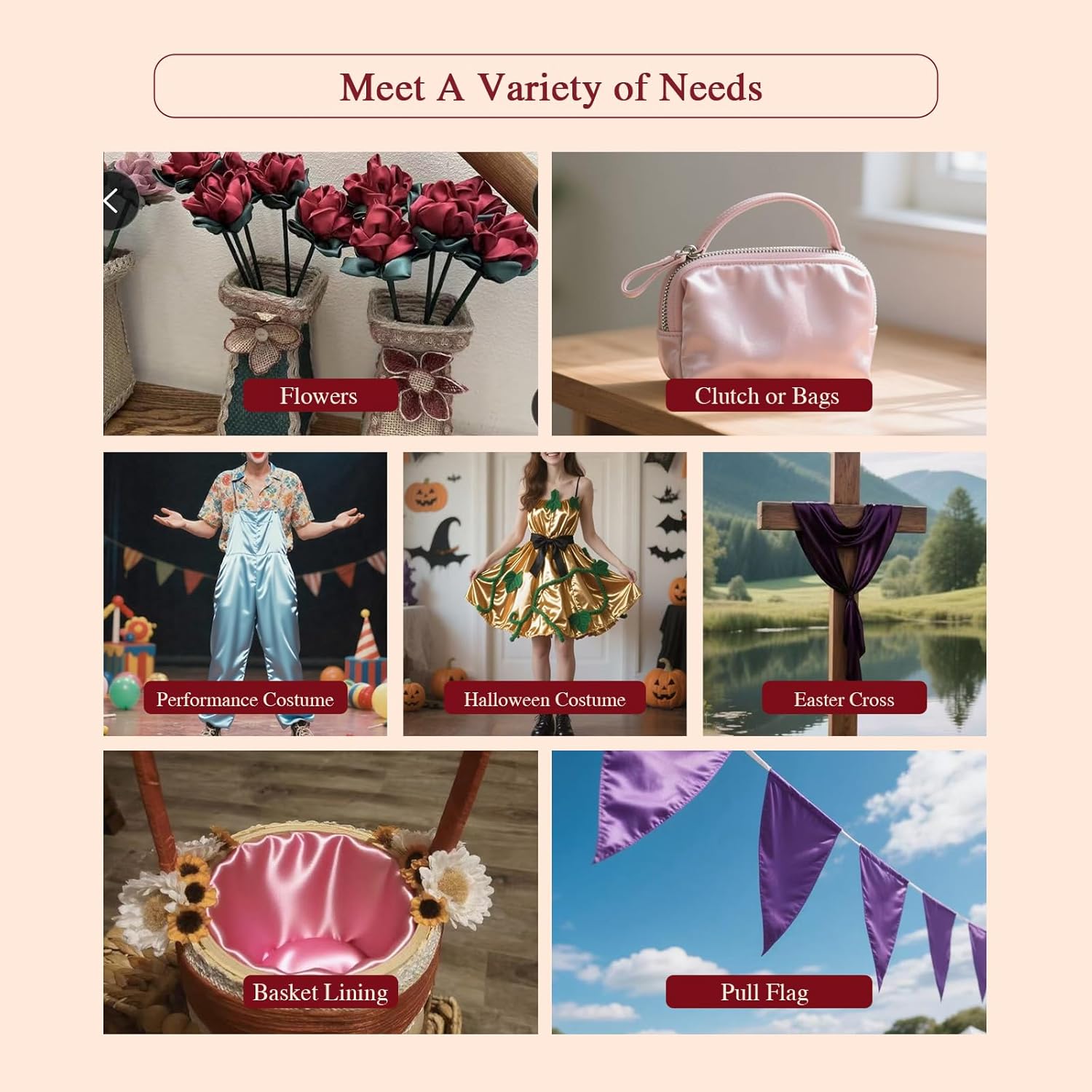 Alternative view of Q&J Fabric Co. Black Satin Fabric by The Yard Soft Charmeuse Cloth Silky Fabric Polyester Fabric 55'' for DIY Sewing Crafts Wedding Dresses & Party Decor | Smooth, Shiny & Wrinkle-Resistant (1 Yard)