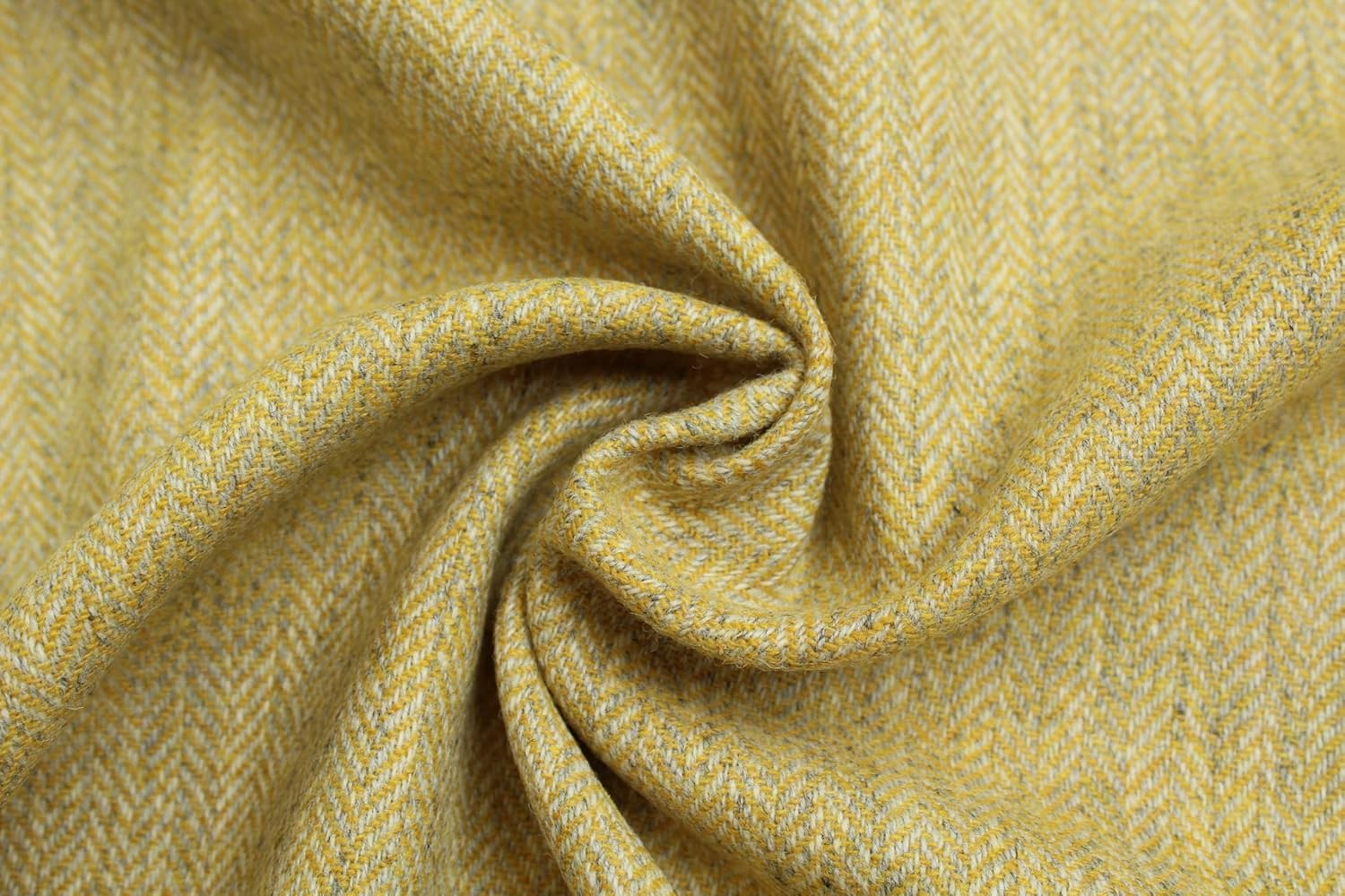 Alternative view of English Pure New Wool Tweed Fabric | 1 Yard precut Length (Copper/Charcoal Herringbone)