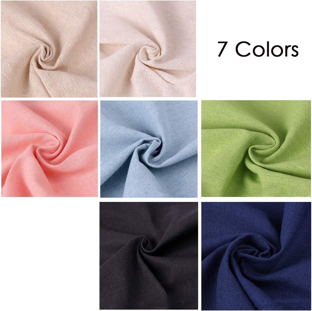 MWELLEWM 7 Pcs/Set Linen Needlework Fabric Solid Colour Cloth Garments Crafts Accessories Square Embroidery Cloth (50 * 50CM)