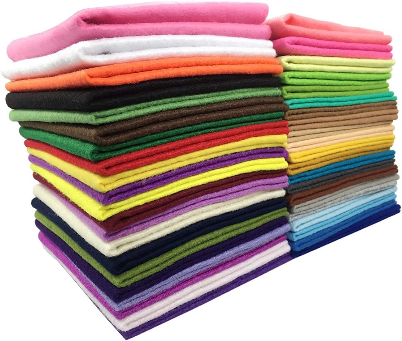 Misscrafts 42pcs 8"X8" 1.5mm Thick Soft Felt Nonwoven Fabric Sheet Pack DIY Craft Patchwork Sewing Square Assorted Colors with Thread Bag