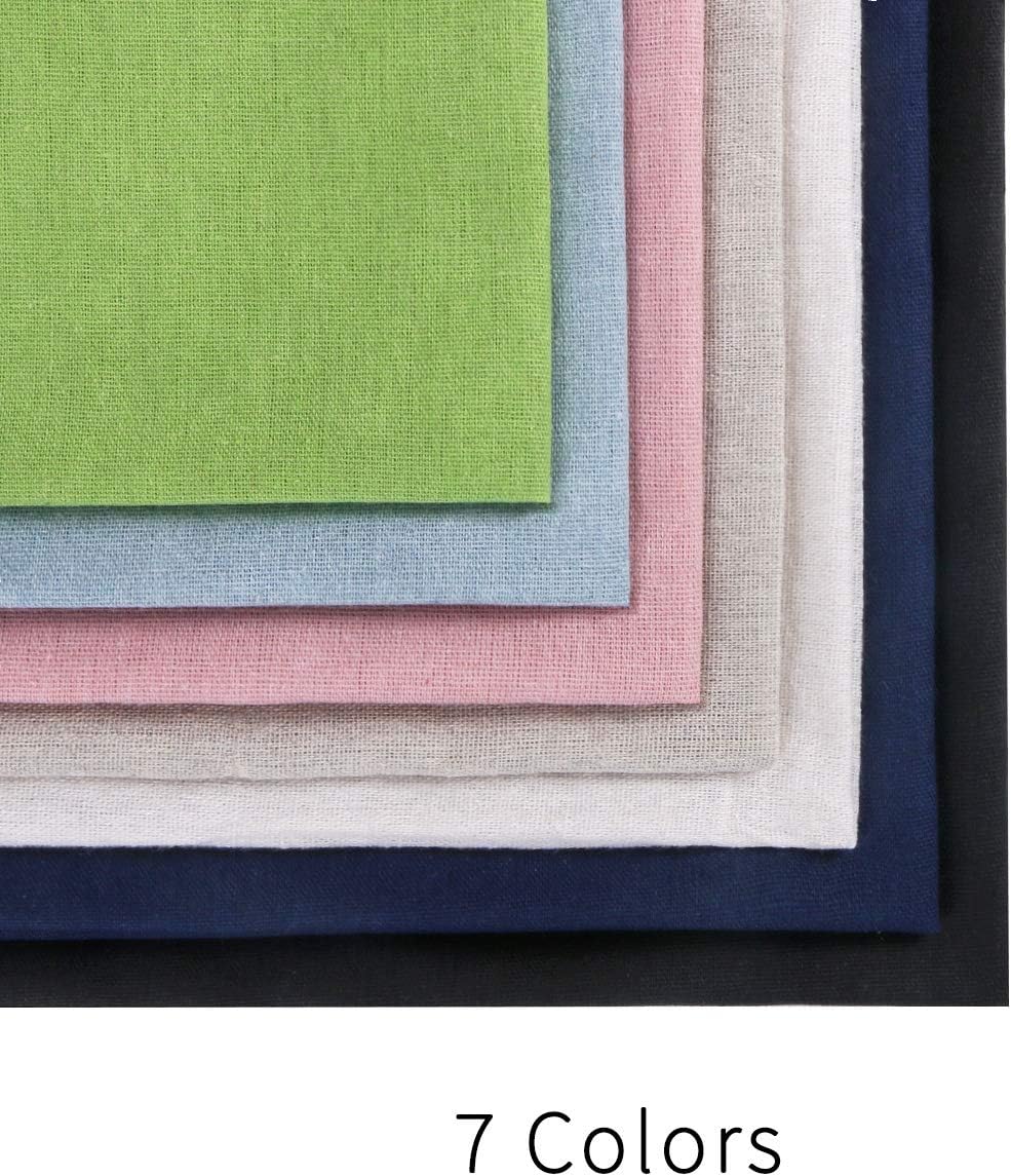Linen Needlework Fabric, Kissbuty 7 Colors Linen Fabric Cloth for Garment Craft Flower Pot Decoration Embroidery Cross Stitch Cloth, 19.6 by 19.6 Inch (7 Colors)