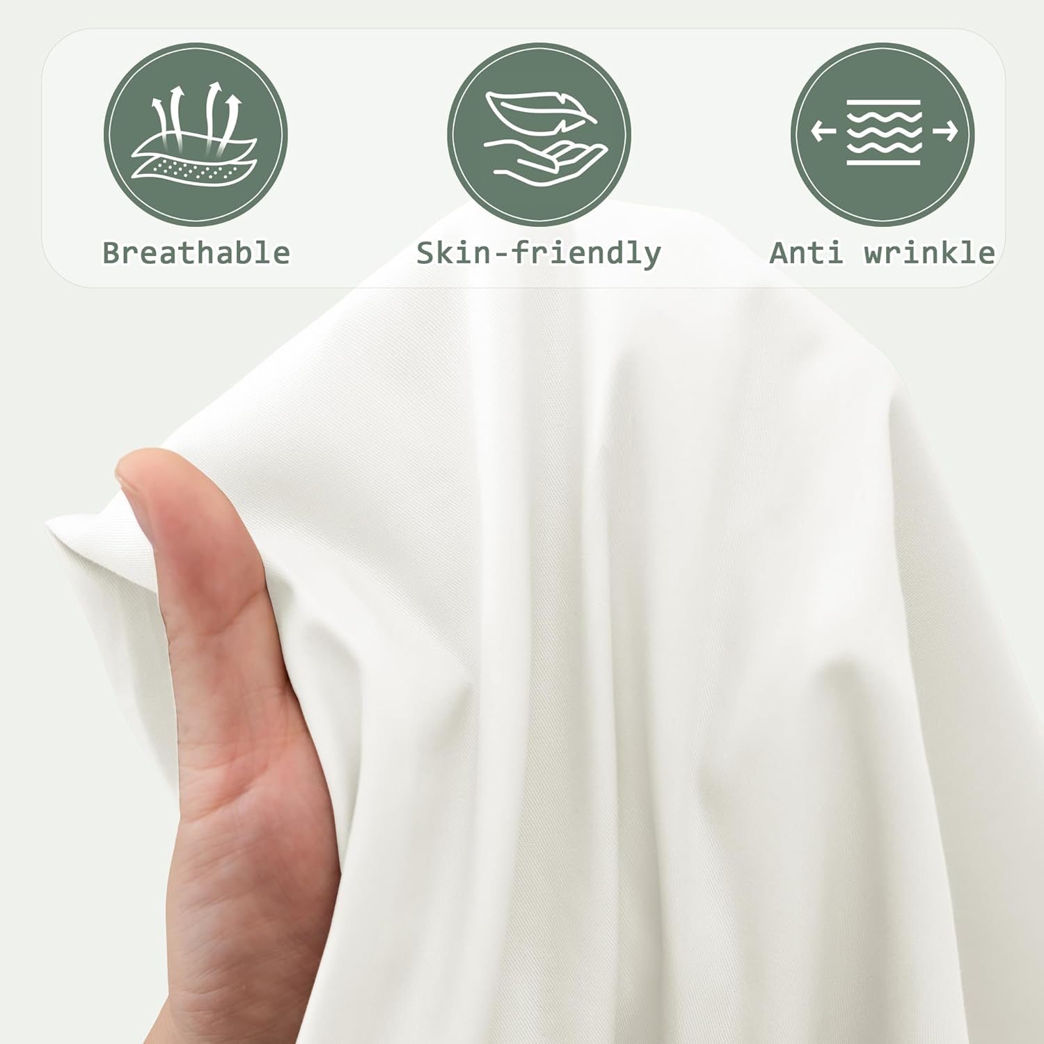 KKJIAF 2 Yard White Cotton Fabric 61 Inch Wide, Soft & Breathable Cotton Broadcloth Fabric for Sewing Clothes, Apparel, Costume, Craft - Image 3