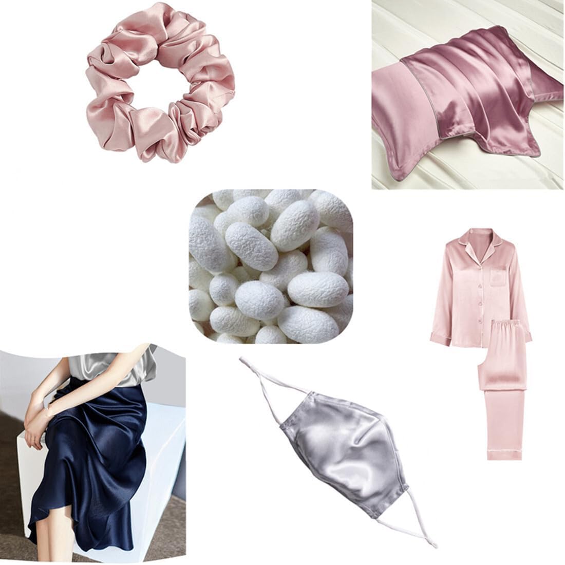 Alternative view of Oavieh Navyblue 19 Momme 44''Width 100 Pure Silk Fabric 6A Grade Natural Mulberry Charmeuse Fabric for Sewing Clothes DIY Crafts(1 Yard)