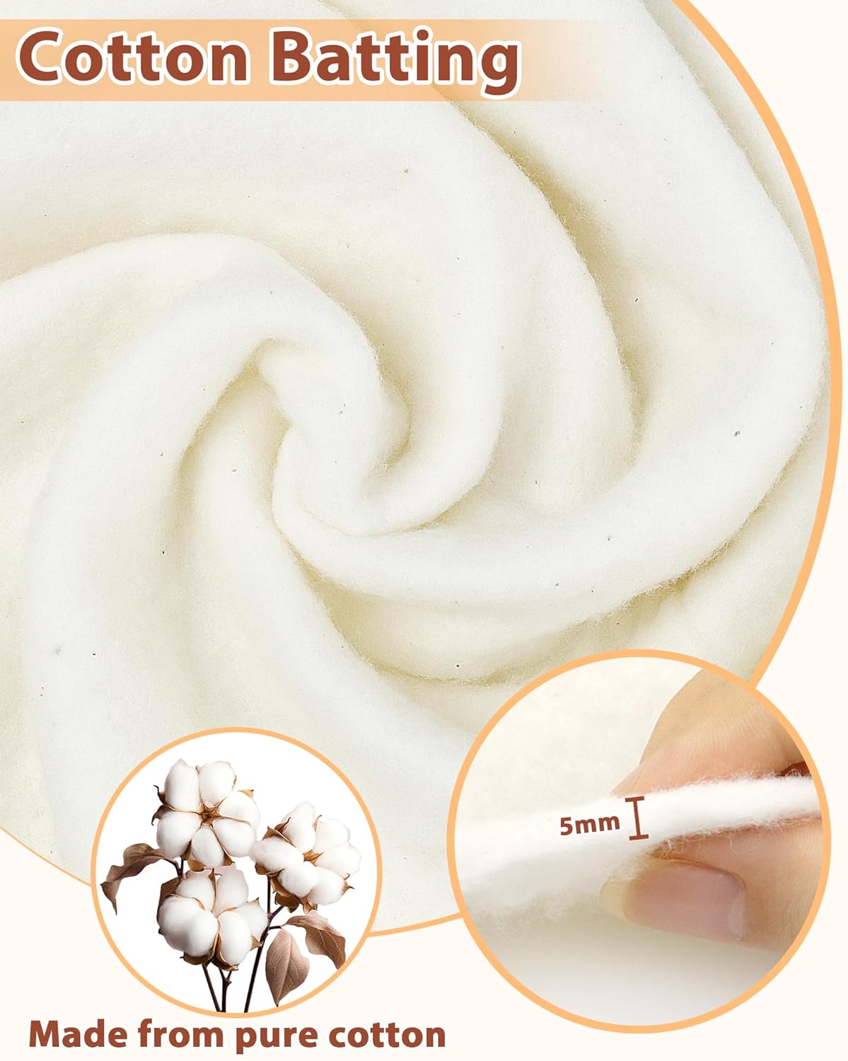 Alternative view of FIVEIZERO 100% Natural Cotton Quilt Battingu201347Inchx1Yard Large Lightweight Batting Fabric,Quilting Batting by The Yard for Sewing,Crafts,DIY,Potholders,Backing,Wadding,Twin & King Size Quilt Projects