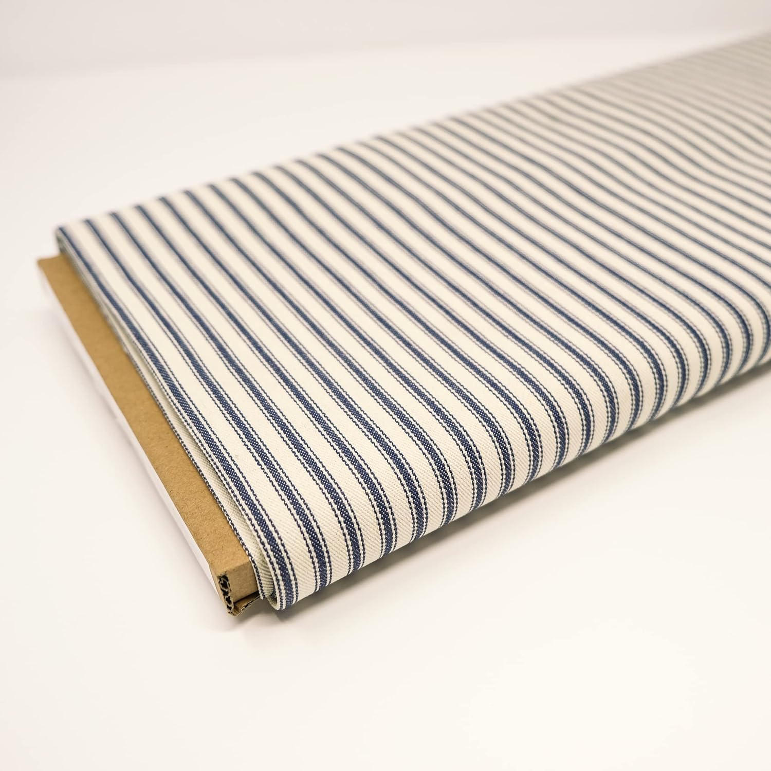 ROC-lon 44/45" 100% Cotton Woven Ticking Stripe Blue - 5 Yard Precut