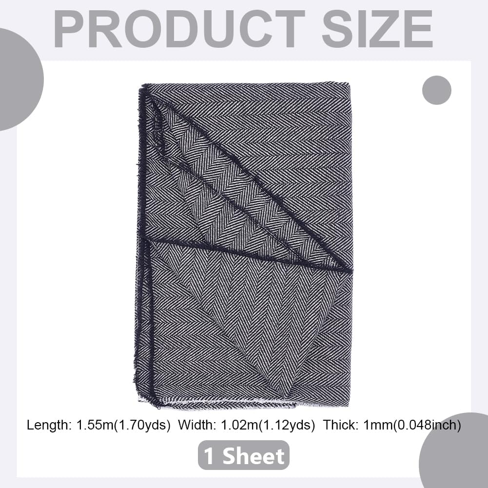 AHANDMAKER Black Tweed Fabric, 61x40 Inches Fiber and Wool Woven Fabrics Herringbone Tweed Fabric for DIY Crafts Sewing Dress Handbag Coat Costume Clothing Accessories Upholstery Decor