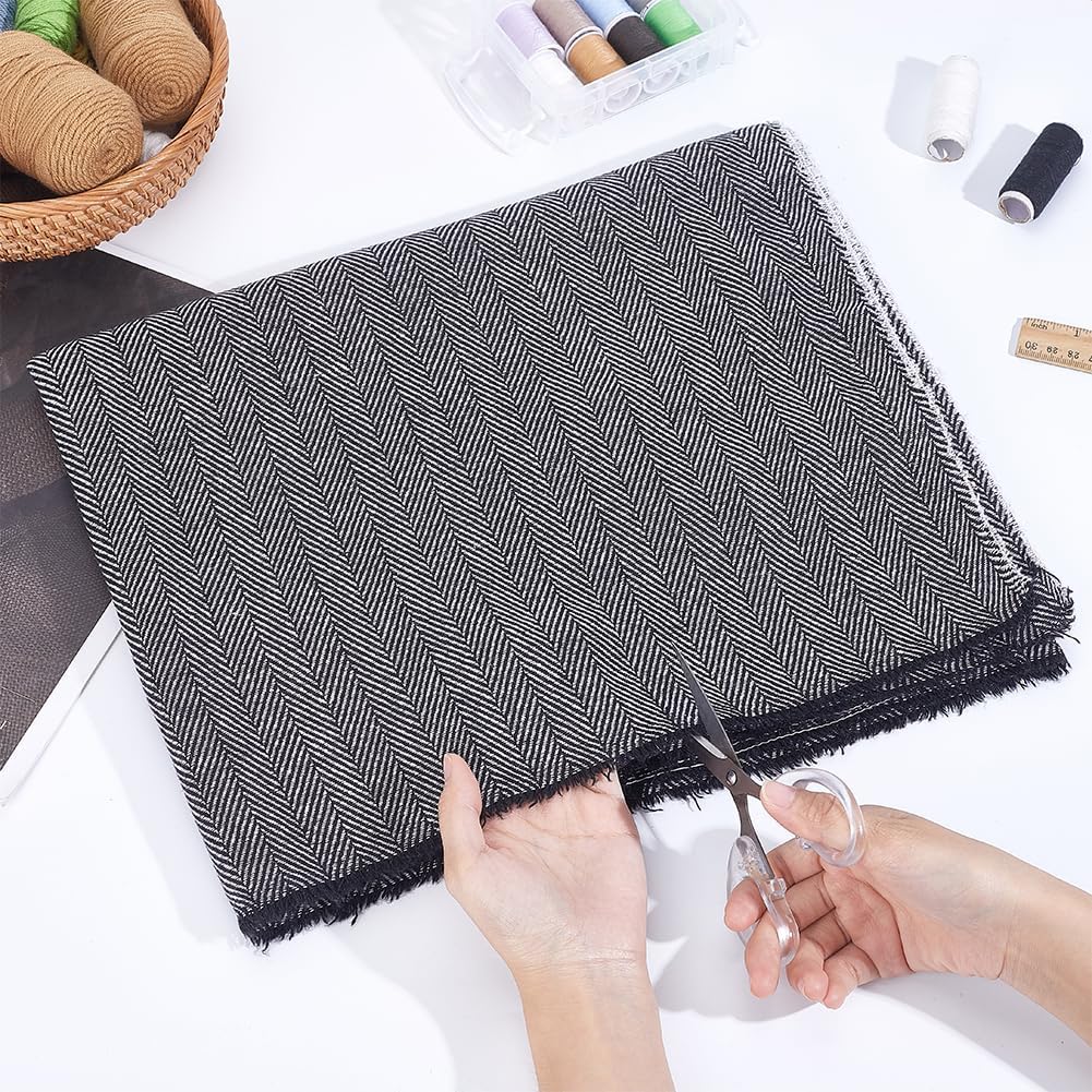 Alternative view of AHANDMAKER Black Tweed Fabric, 61x40 Inches Fiber and Wool Woven Fabrics Herringbone Tweed Fabric for DIY Crafts Sewing Dress Handbag Coat Costume Clothing Accessories Upholstery Decor