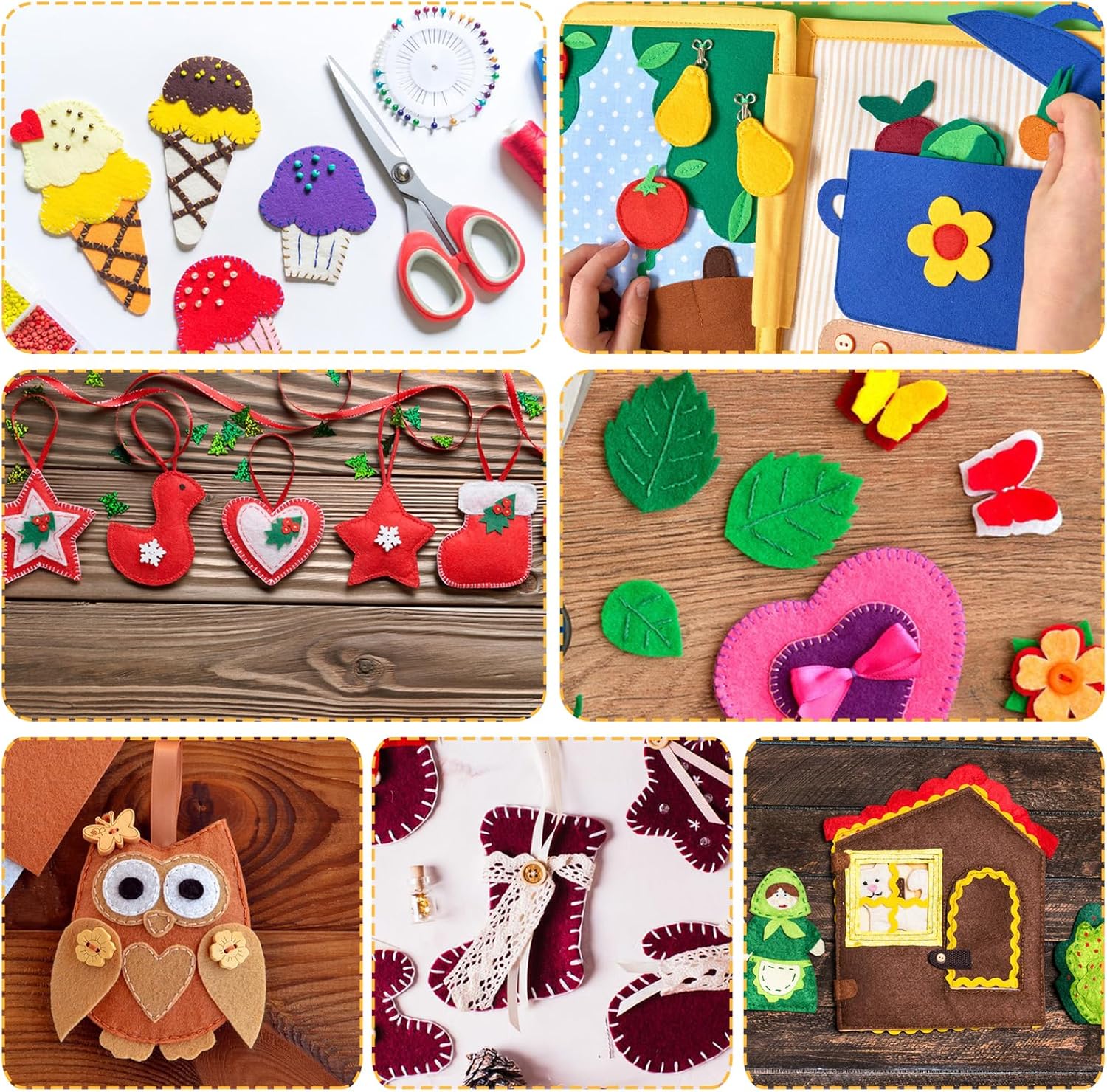 Felt Sheets for Crafts 9PCS 11.8 * 7.9in Wool Stiff Felt Sheets Soft Fabric Skin Felt DIY Patchwork Rug Arts and Crafts Fabric Pieces (3 Brown) - Image 4