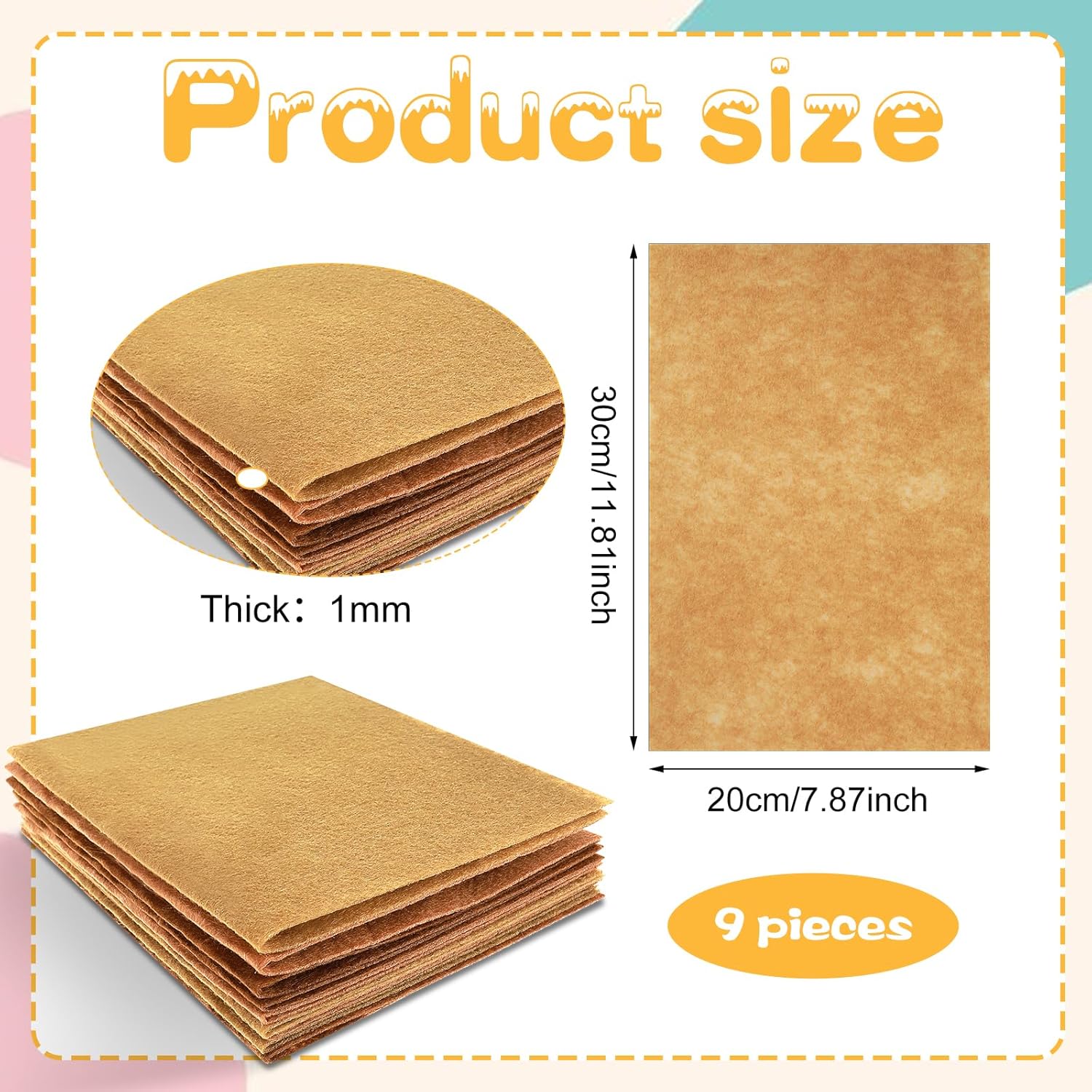 Felt Sheets for Crafts 9PCS 11.8 * 7.9in Wool Stiff Felt Sheets Soft Fabric Skin Felt DIY Patchwork Rug Arts and Crafts Fabric Pieces (3 Brown) - Image 5