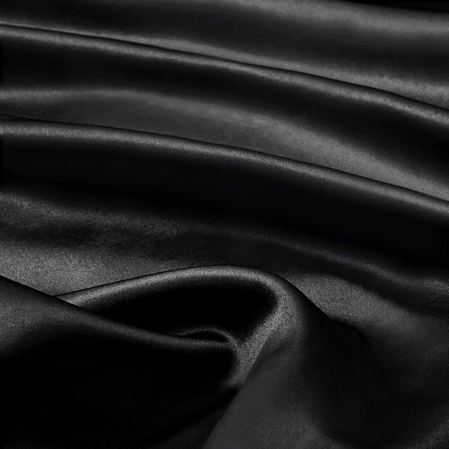 Alternative view of Ersmak Black Satin Fabric by The Yard, 60" Wide Shiny & Soft Charmeuse Silky Satin Fabric for DIY Craft, Wedding Decorations, Sewing, 1 Yard