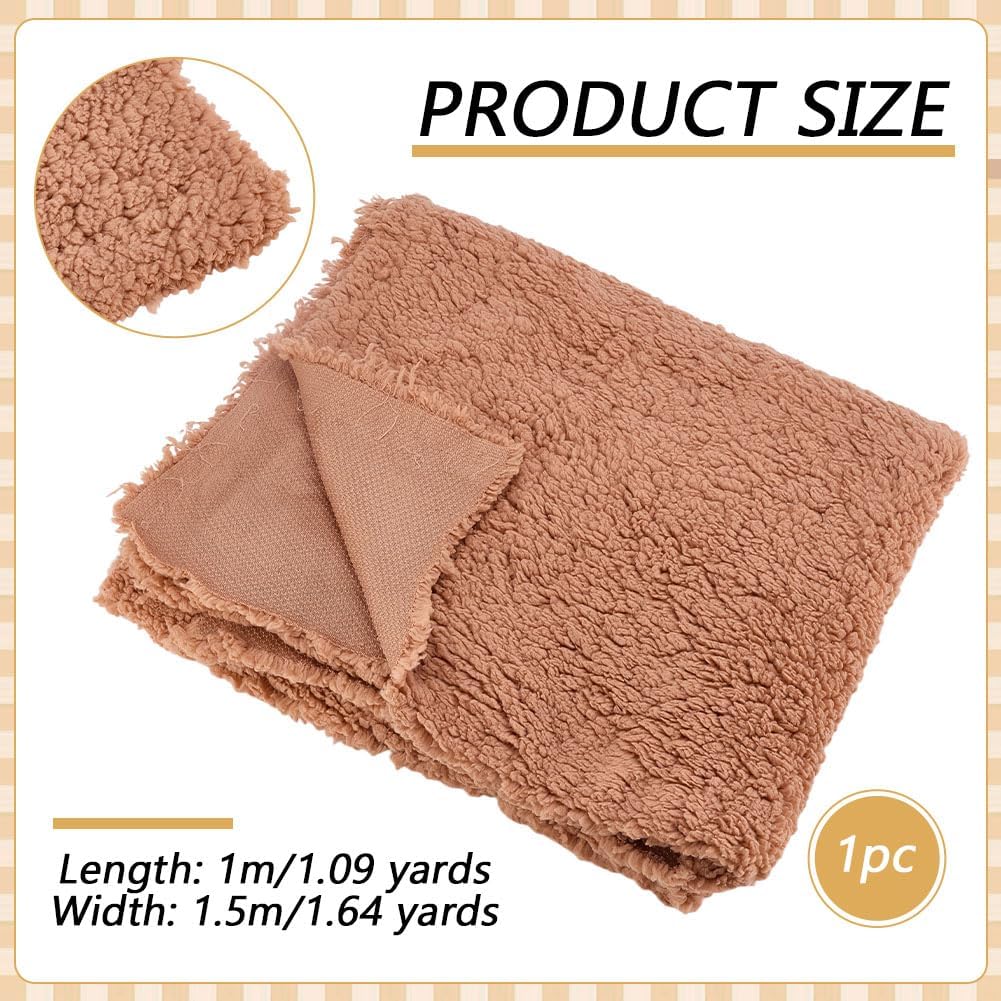 PH PandaHall Brown Plush Fabric 59 Inch Wide Lambs Wool Fabrics Sherpa Fleece Fabric Fuzzy Fabrics for DIY Craft Sewing Projects Costume Blankets Home Decor 1 Yard