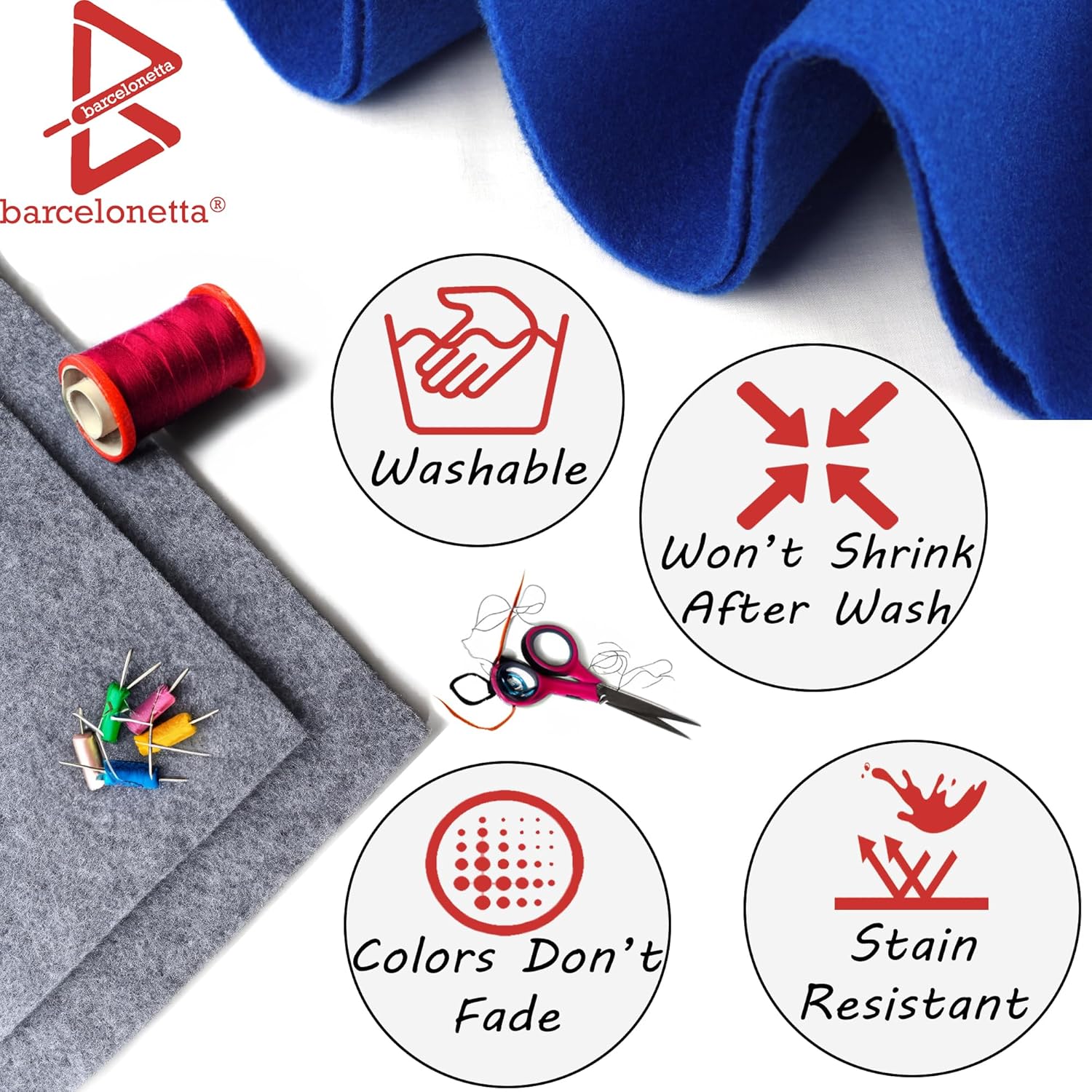 Barcelonetta | Felt Fabric | 72" Wide | 1.6mm Thick | Acrylic & Soft | Felt by The Yard | Felt for DIY Crafts, Projects, Sewing (Charcoal, Half Yard)