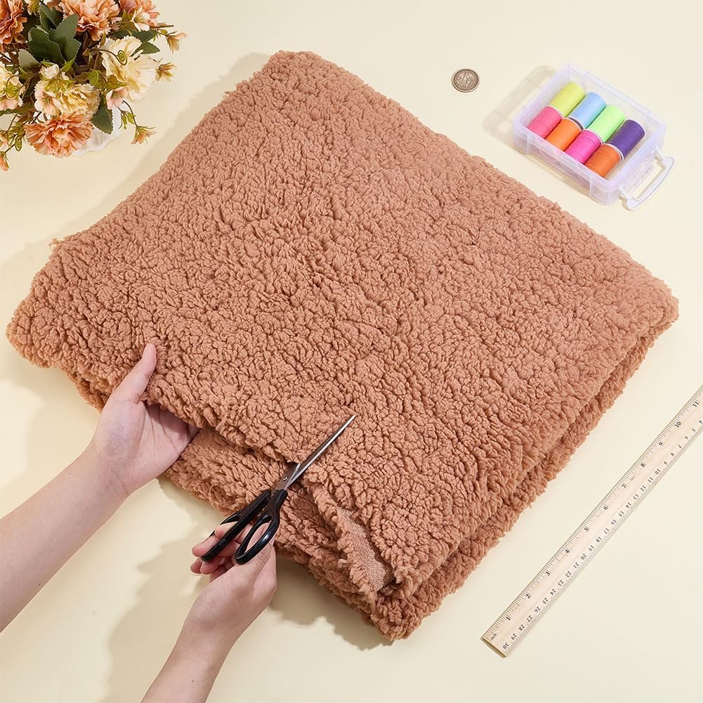 Alternative view of PH PandaHall Brown Plush Fabric 59 Inch Wide Lambs Wool Fabrics Sherpa Fleece Fabric Fuzzy Fabrics for DIY Craft Sewing Projects Costume Blankets Home Decor 1 Yard