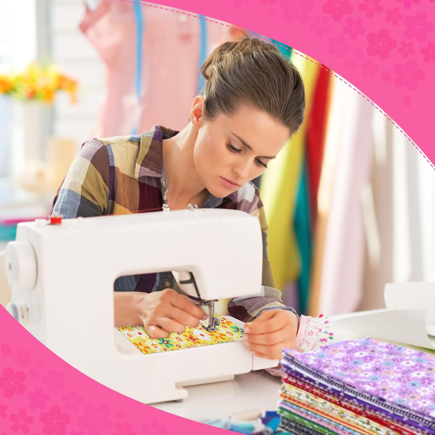 Alternative view of 200 Pcs 10 x 10 Inch Cotton Fabric Squares for Quilting Craft Fat Quarters Fabric Bundle Squares Patchwork for DIY Crafts Scrapbooking Cloths Handmade Accessory (Flower)