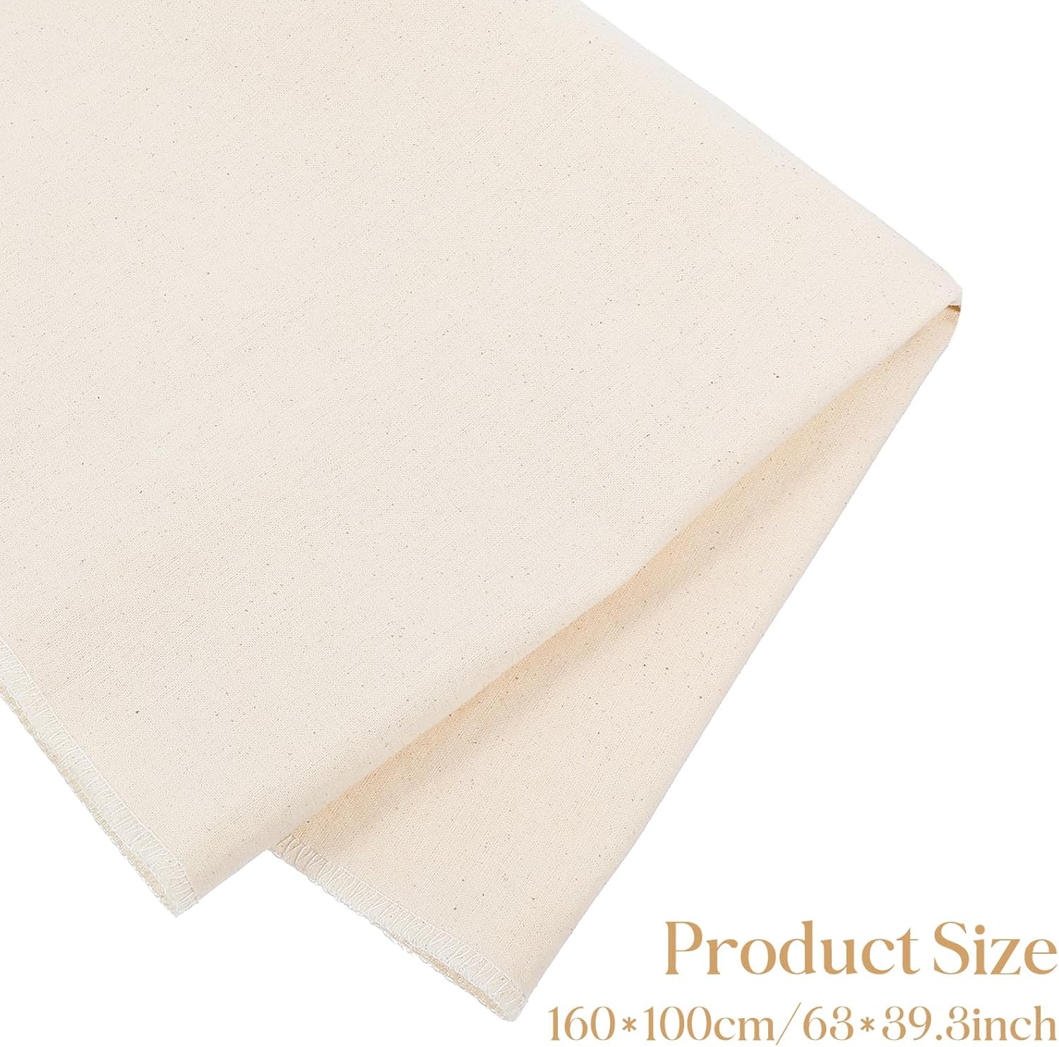 63 x 40inch Cotton Muslin Fabric, Unbleached Muslin Linen Fabric, Beige Natural Cotton Muslins Fabrics for Sewing Clothing, Making Garments Crafts