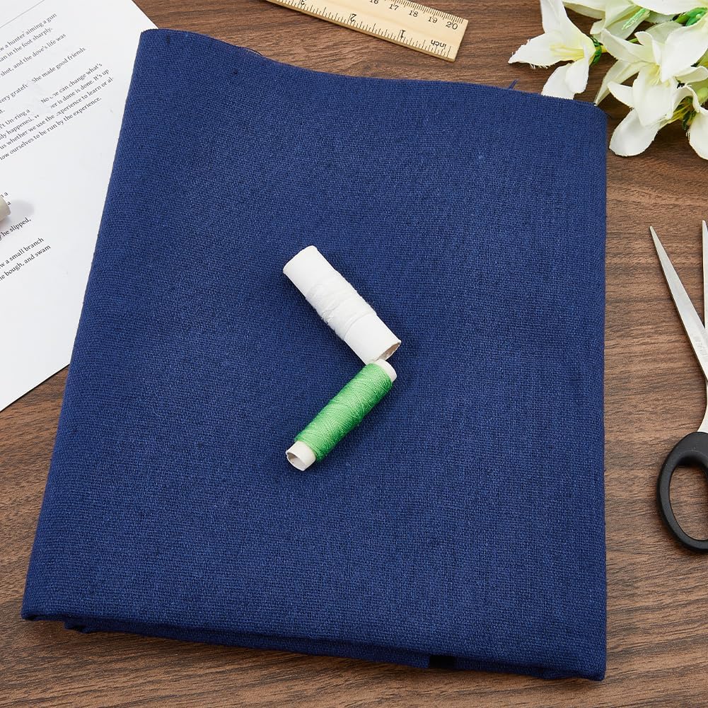 19.69x59 Inch Dark Blue Linen Cotton Material Needlework Blend Upholstery Canvas Embroidery Quilting Garments Draping Cloth Fabric for Sewing Making Bag Dresses Pants DIY Craft Supplies