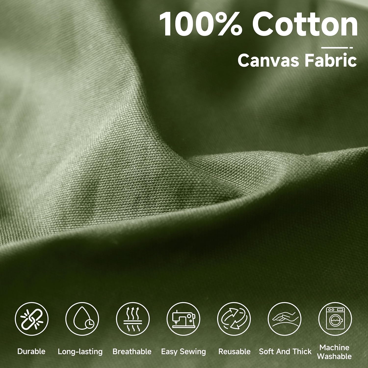 Simple&Opulence 100% Cotton Canvas Fabric 10oz. 59 Inch by The Yard, Nature Duck Fabric Textile Medium Weight for Painting, Sewing, Crafts, Embroidery, Bag, Handmade Home Decor(1 Yard, Olive Green)