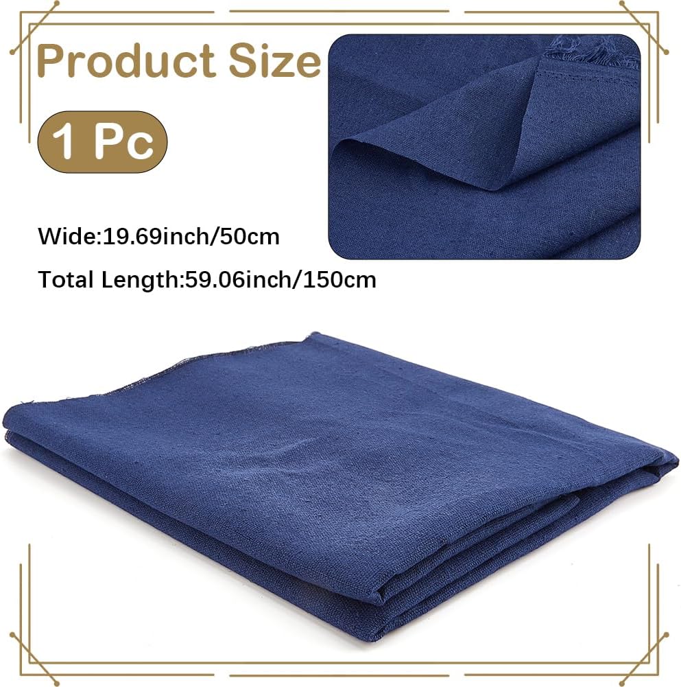 Alternative view of 19.69x59 Inch Dark Blue Linen Cotton Material Needlework Blend Upholstery Canvas Embroidery Quilting Garments Draping Cloth Fabric for Sewing Making Bag Dresses Pants DIY Craft Supplies