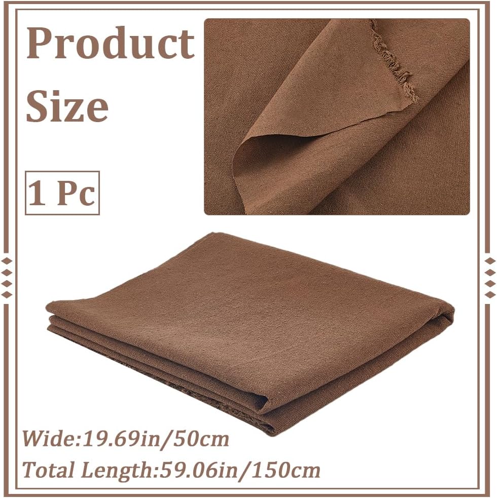 CABODYALS 59.06 Inch Coffee Brown Needlework Fabric Natural Cotton Linen Cloth Quilting Fabric Solid Chocolate Color Embroidery Cloth for Sewing Making Clothes Bags Decorations DIY Tablecloths Supply