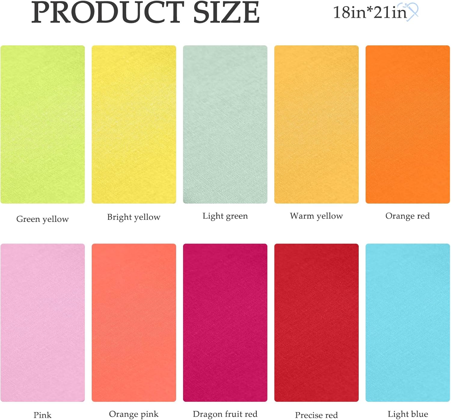 KEPYDRMTF 18 * 21inch Cotton Fabric Premium,11 Options Solids, 10PCS Solid Precut Fabric Pure Quilting Fat Quarter Bundles Patchwork for Sewing DIY Craft (Colorful)