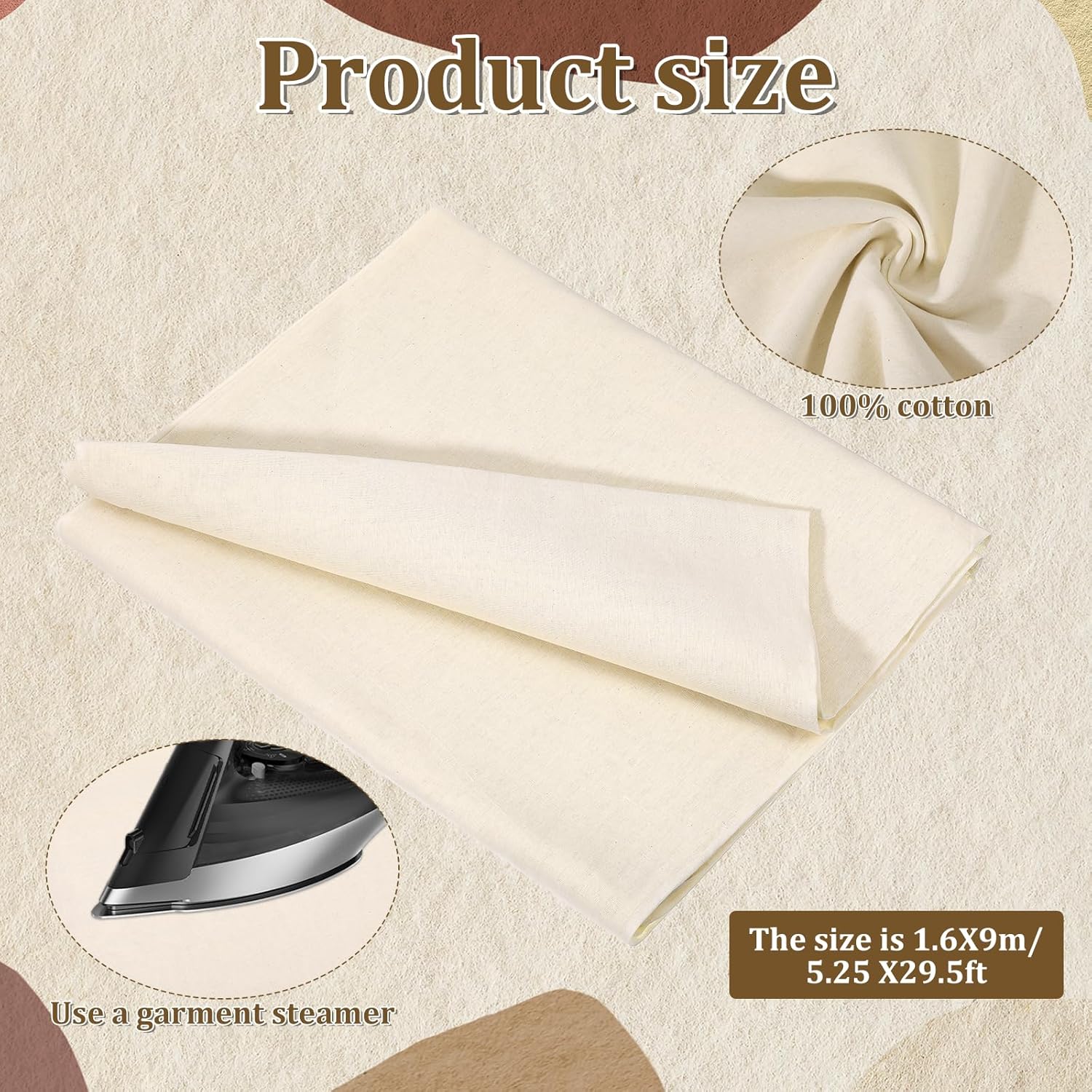 10 Yards x 63 inch 100% Cotton Muslin Fabric, Natural Unbleached Linen Fabric by The Yard Unbleached Muslin Linen Fabrics Material for Quilting Sewing Apparel Cloth (10 Yards)