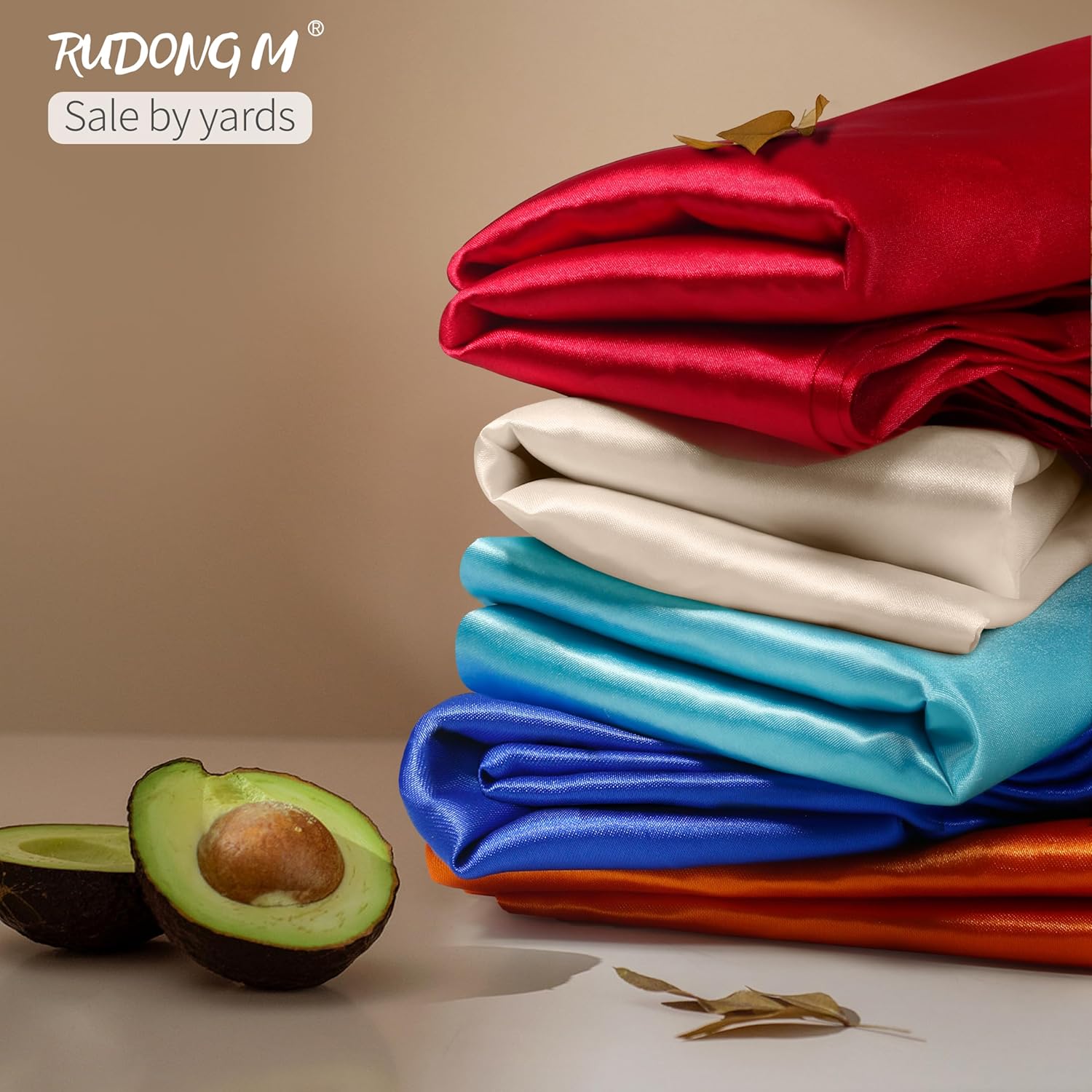 Alternative view of RUDONG M Beige Satin Fabric by The Yard, 1 Yard x 60 Inch Wide Silky Charmeuse Satin Fabric, Soft Satin Fabric for Wedding Decorations, Bridal Dress, Sewing, Accessories, DIY Crafts