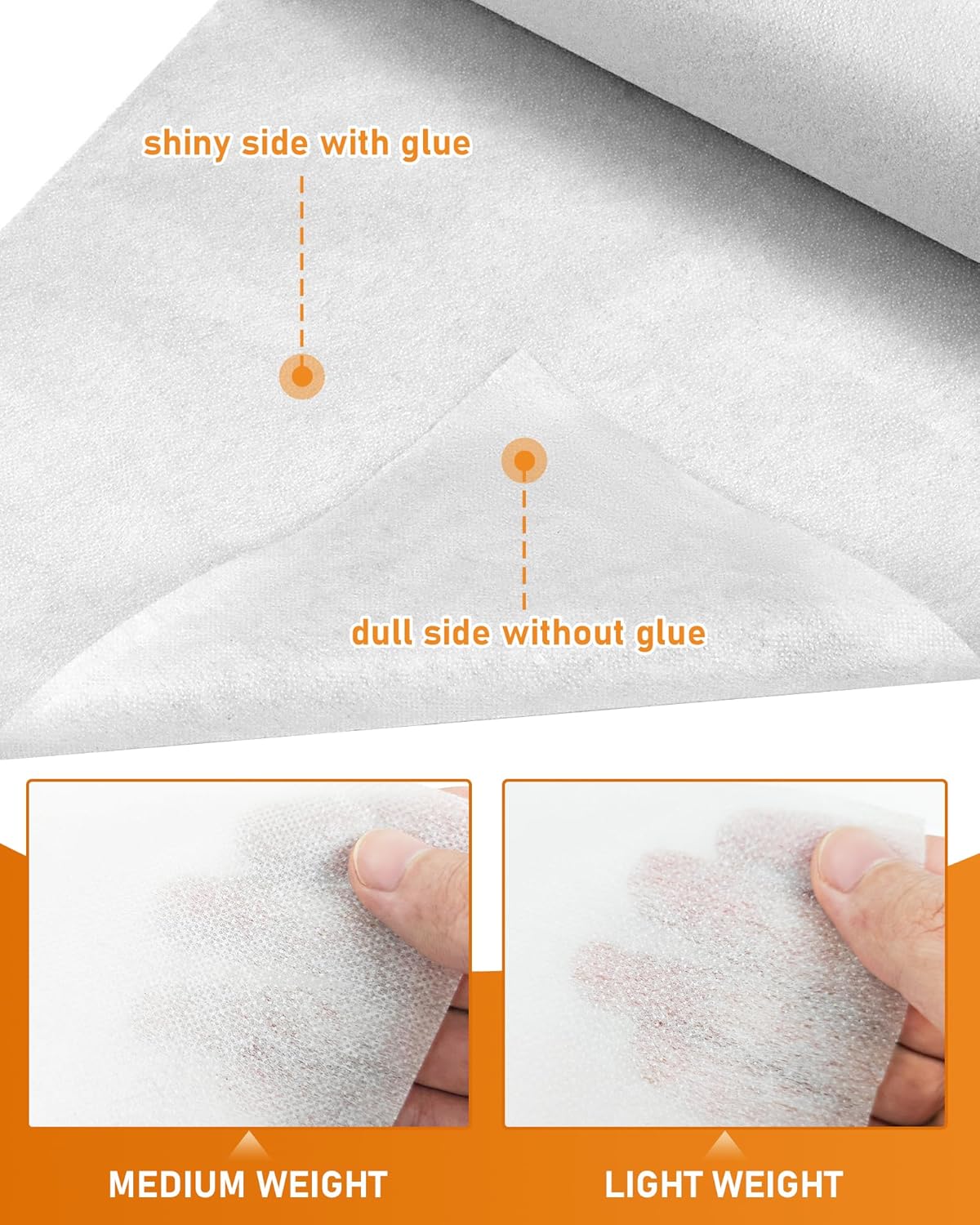 Alternative view of PLANTIONAL Medium Weight White Iron-On Non-Woven Fusible Interfacing: 11.6" x 30yd Medium Weight Non-Woven Interfacing Iron On Polyester Single-Sided Interfacing for DIY Crafts Supplies