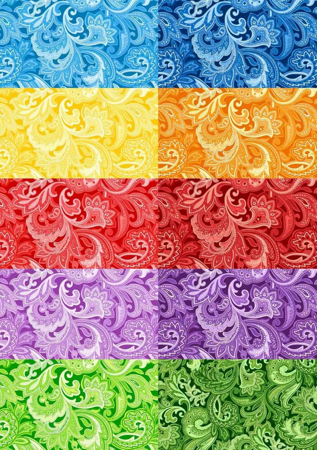 Alternative view of 50pcs 10 x 10 inches Multicolor Cotton Fabric Bundle Squares for Quilting Sewing, Precut Fabric Squares for Craft,Paisley