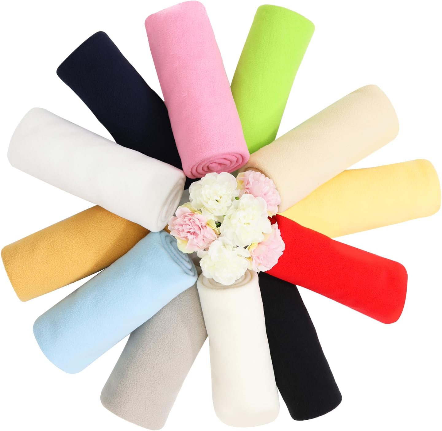 12PCS Solid Color Knitted Polar Fleece Fabric | 20''x20'' | Anti Pill Fabric Patchwork Polyester Plush Fleece Cloth for Sewing, Toys, Throw Blankets, PJ Pants, Booties, Eye Mask