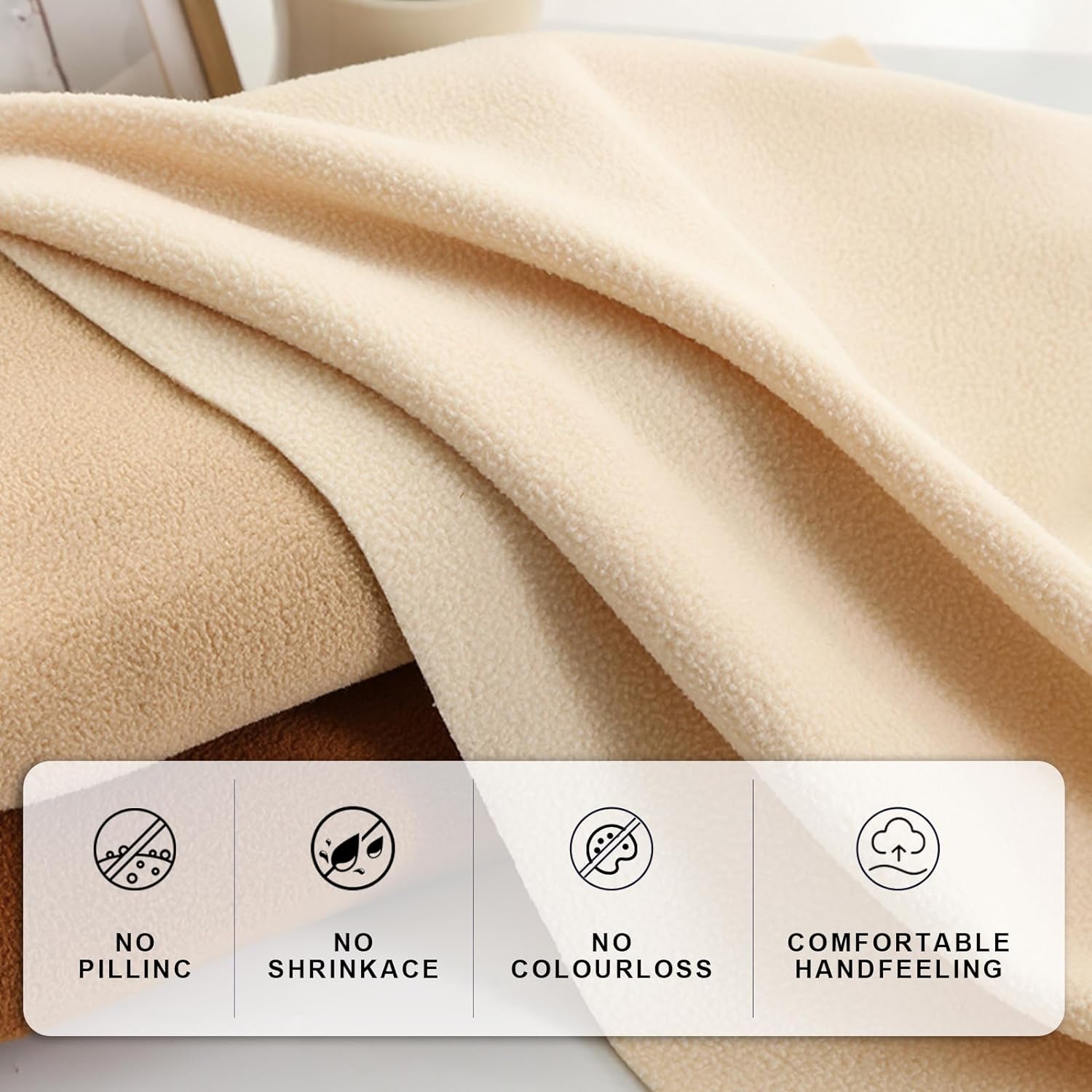 Alternative view of 12PCS Solid Color Knitted Polar Fleece Fabric | 20''x20'' | Anti Pill Fabric Patchwork Polyester Plush Fleece Cloth for Sewing, Toys, Throw Blankets, PJ Pants, Booties, Eye Mask